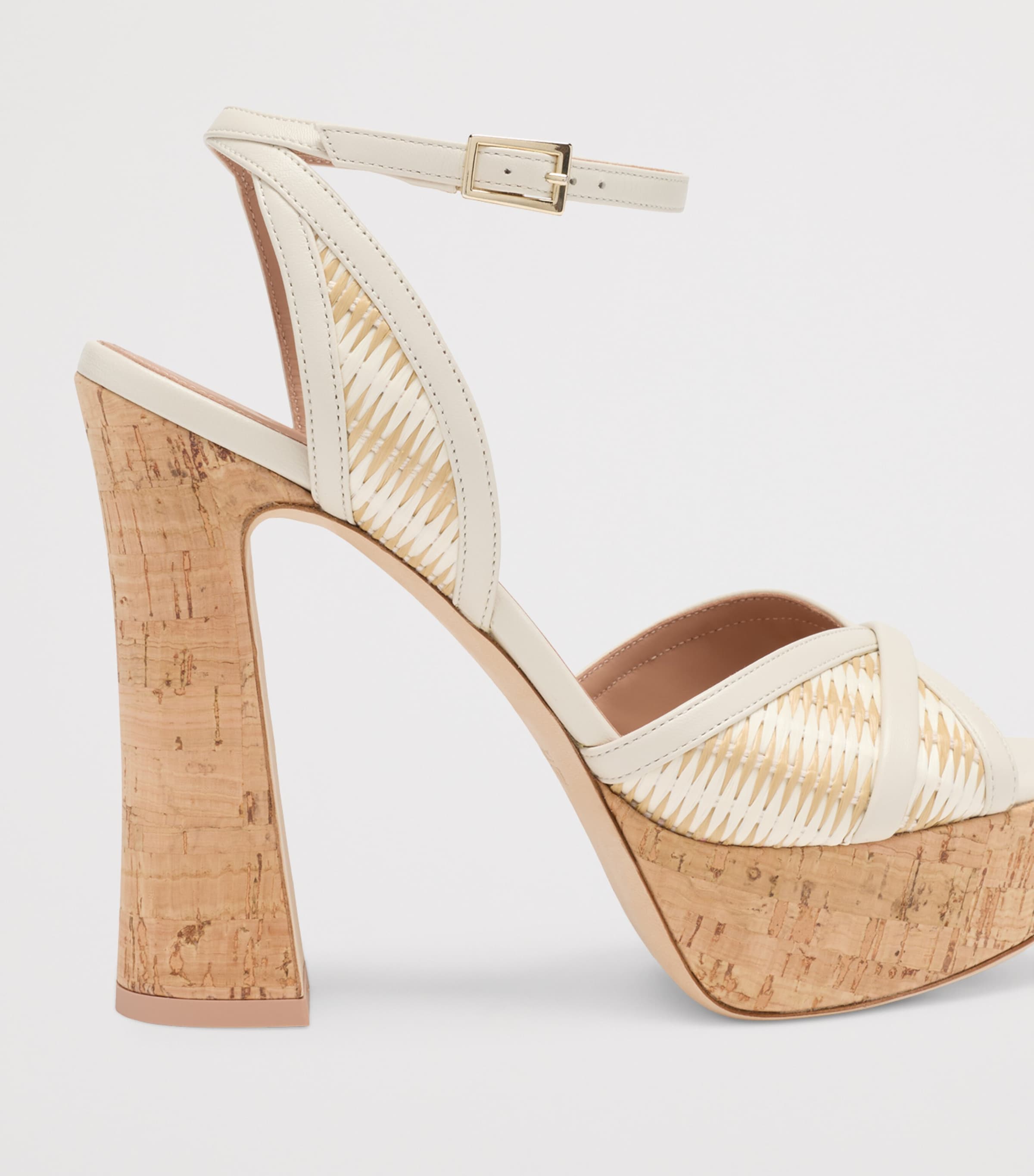 Malone Souliers Raffia Sylvie Platform Sandals 125 Cream Image 5