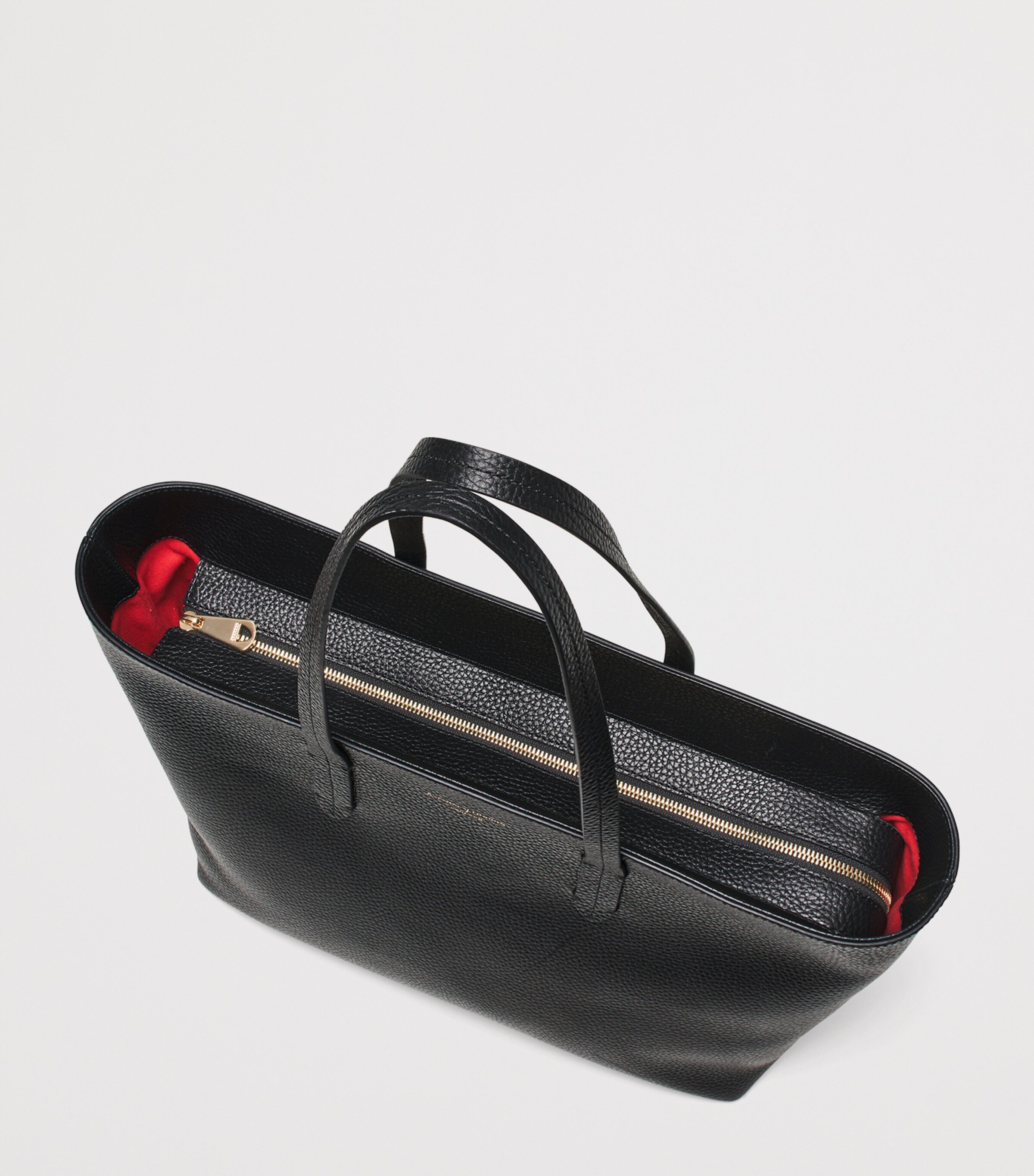 Leather East West Tote Bag BLACK Image 5