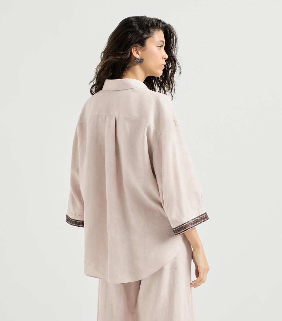 Brunello Cucinelli Womens Linen Embellished Shirt Image 5