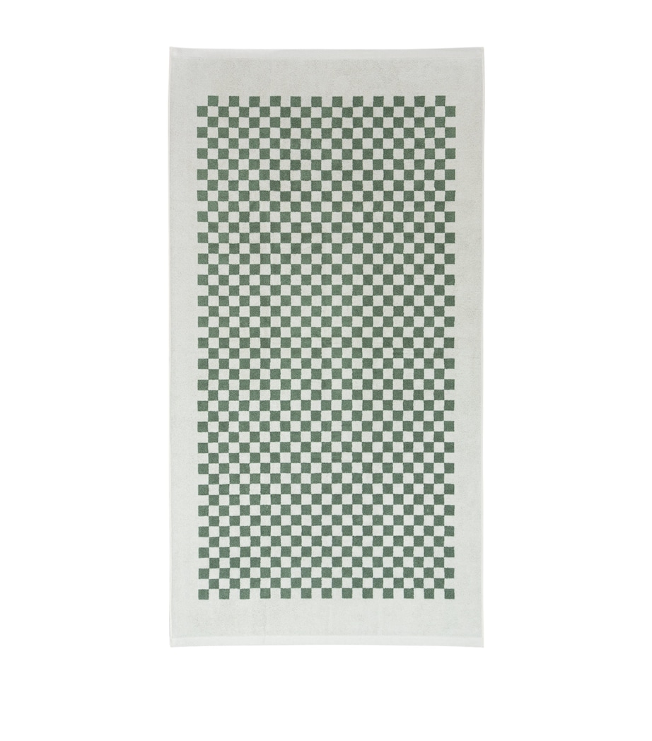 Check Roman Beach Towel (90cm x 170cm) SAGE / CHALK Image 2