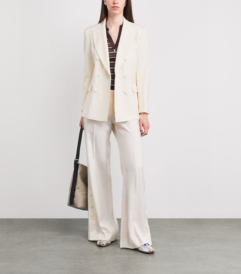 Sandro Paris Womens Double-Breasted Blazer Ecru Image 2