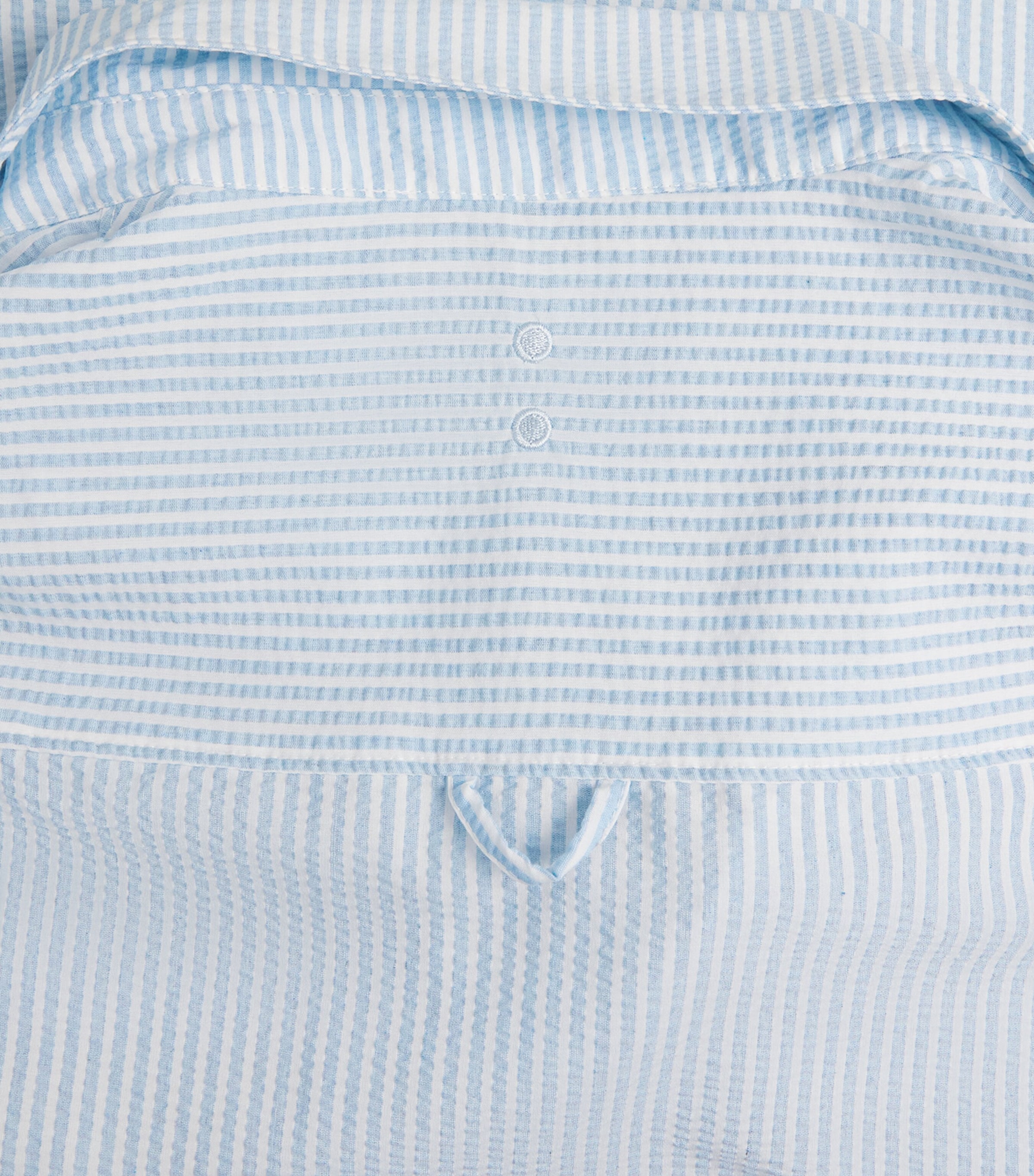 about:blank Mens Seersucker Embroidered Shirt Blue Image 6