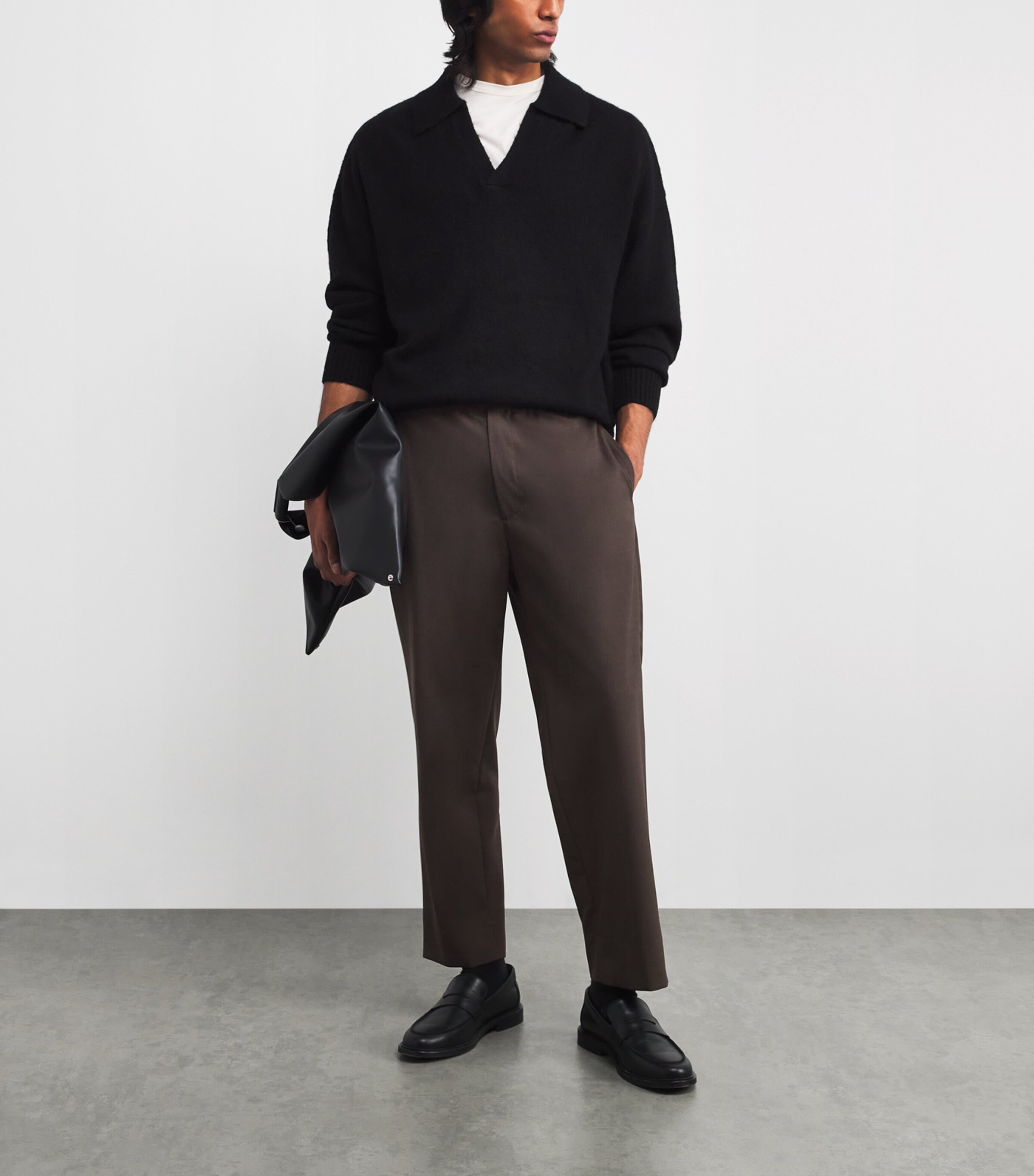Officine Generale Mens Stretch Wool Trousers Iced Coffee Image 2
