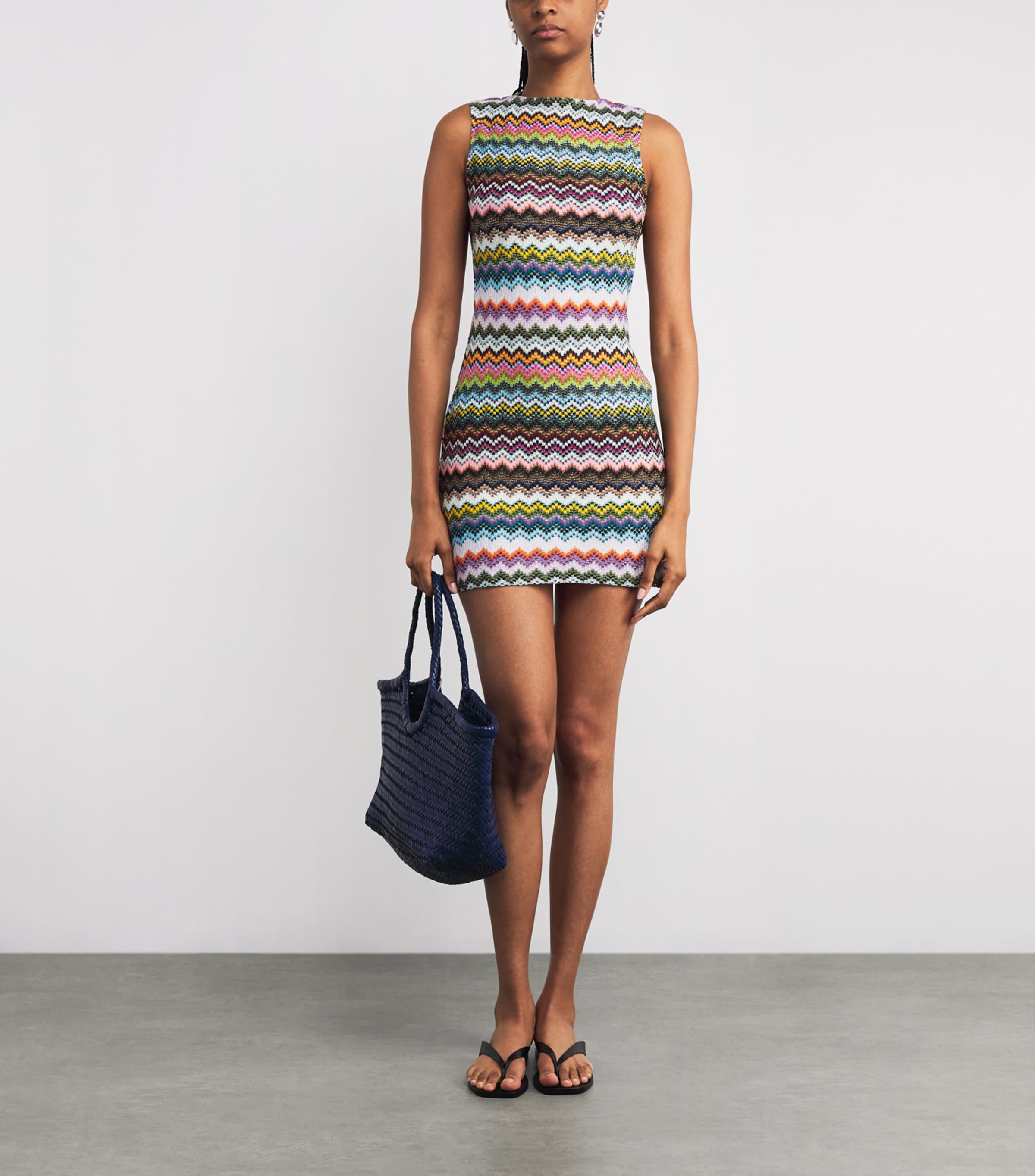 Zigzag Cut-Out Midi Dress SM9YJMULTI DARK BASE Image 2