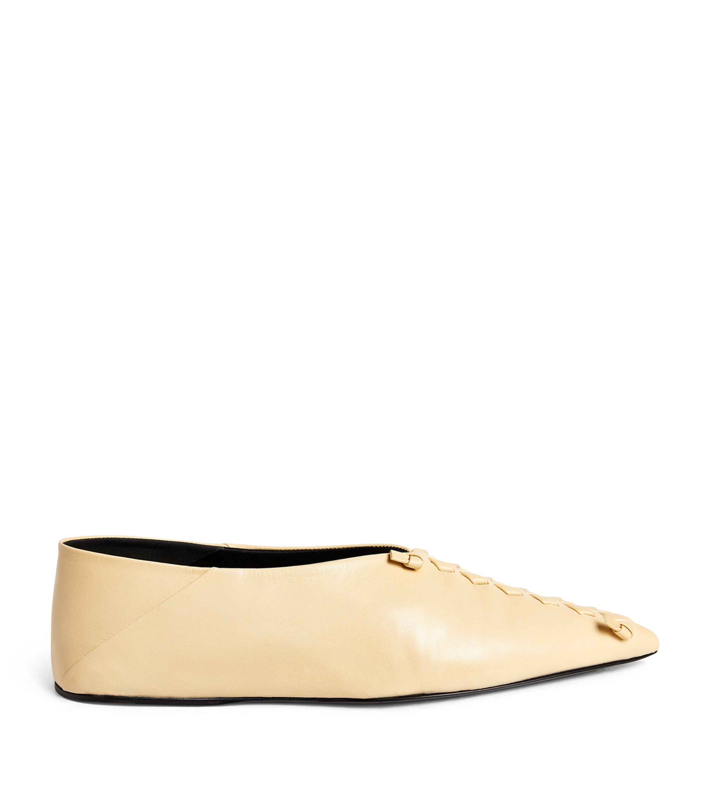 Shop Jil Sander Leather Ballet Flats In Beige