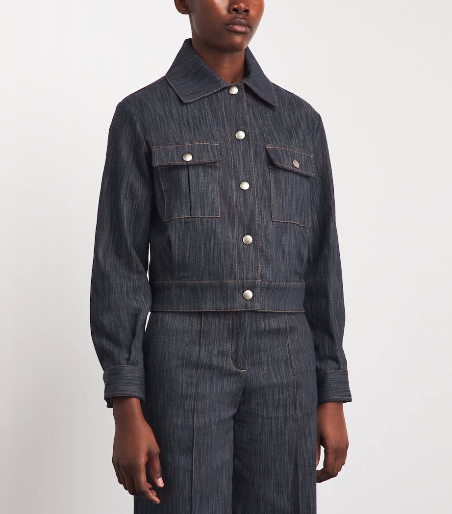 Eleventy Womens Chambray Twin-Pocket Jacket Blu Image 4