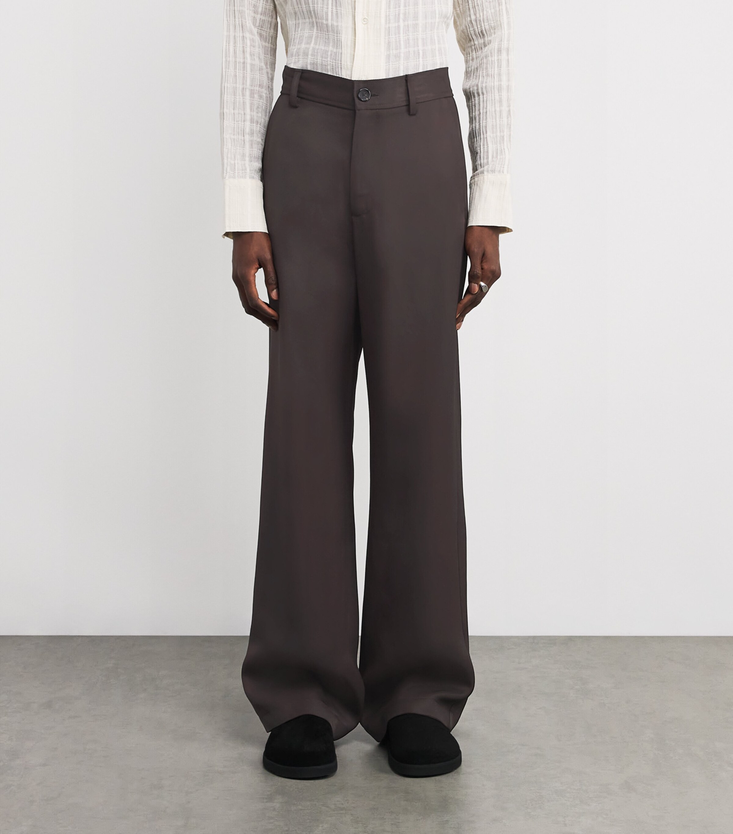 Séfr Mens Twill Richie Tailored Trousers Obsidian Viscose Image 3