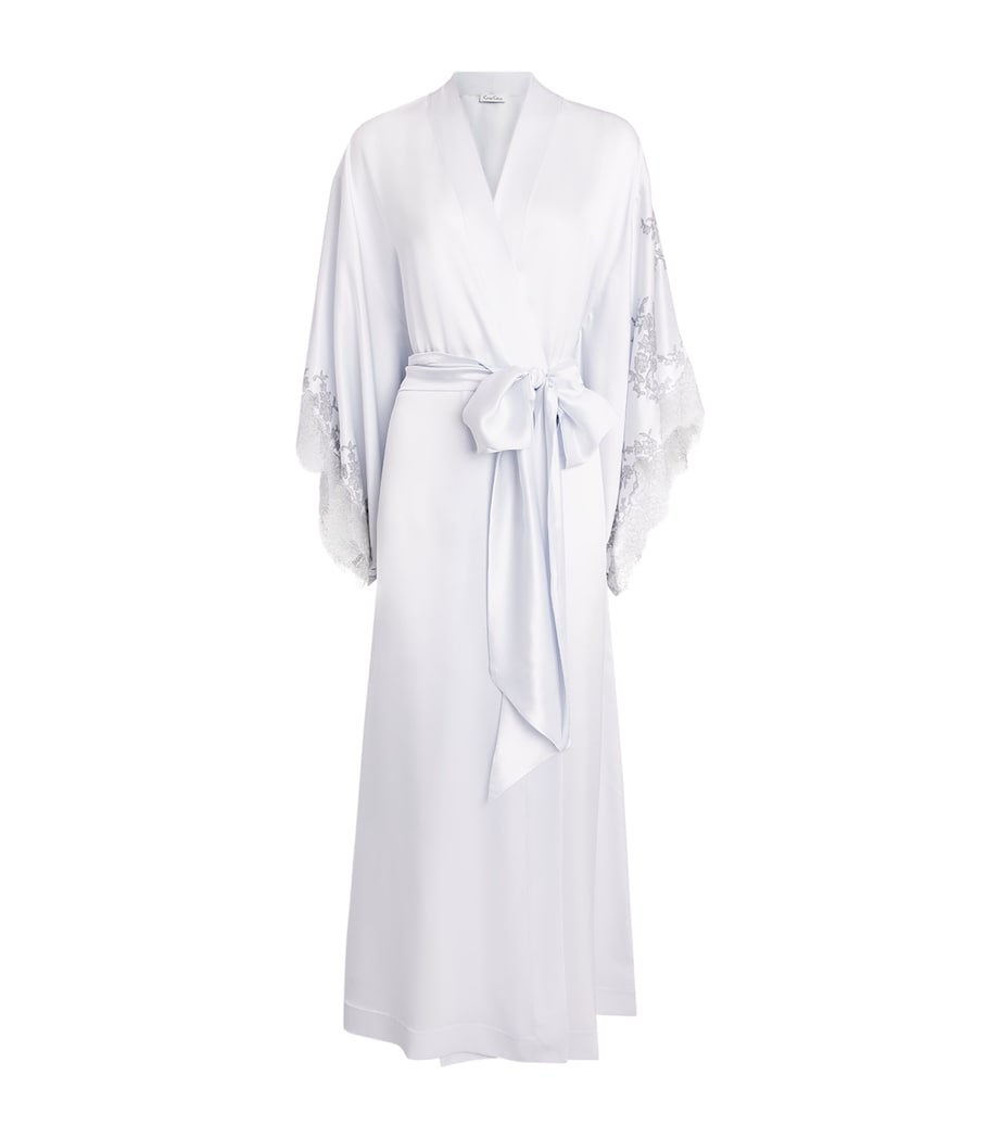 Carine Gilson Womens Long Silk Cérès Robe Silvergrey Image 1