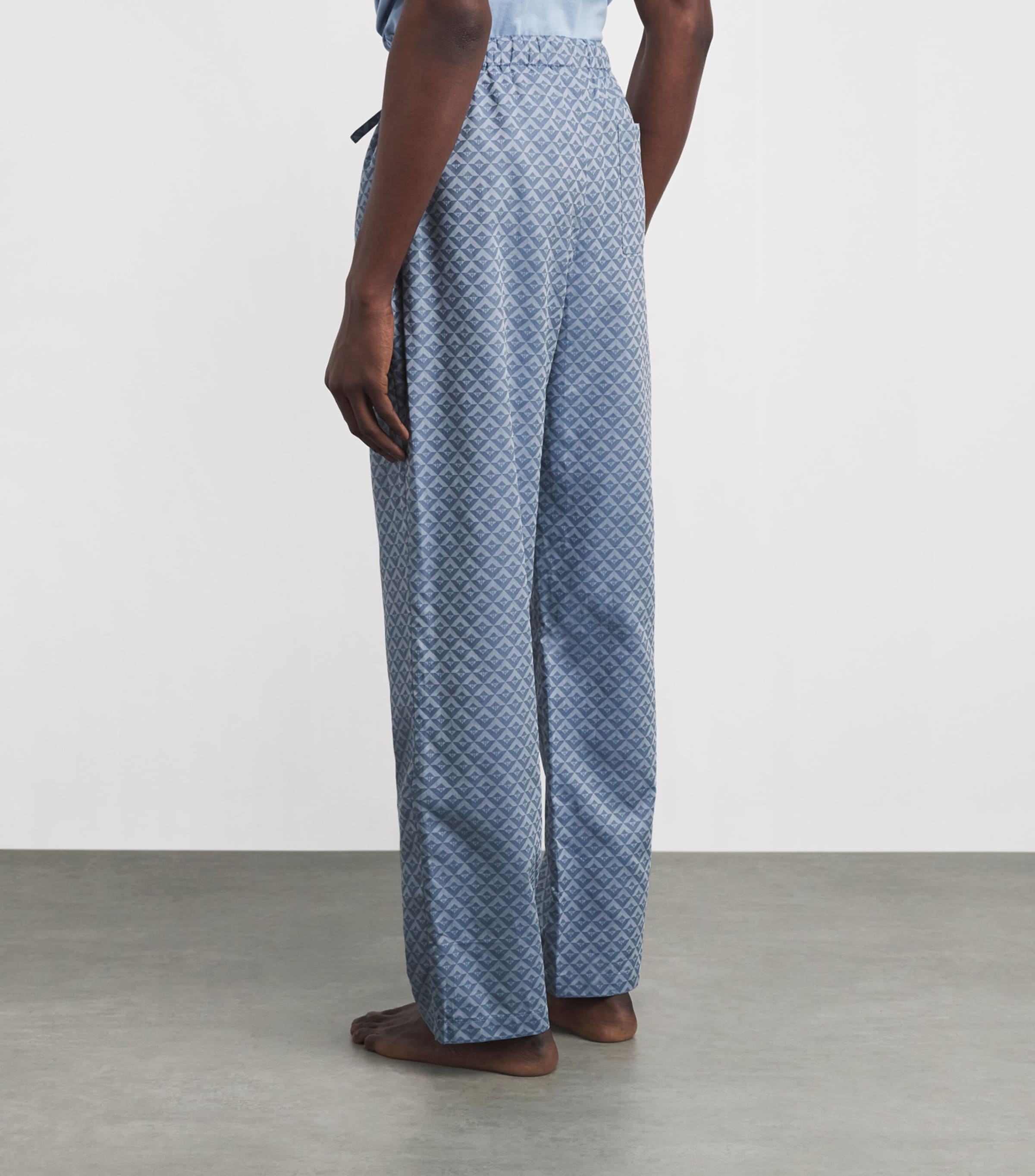 Cotton Geometric Logo Pyjama Bottoms BLUE Image 4