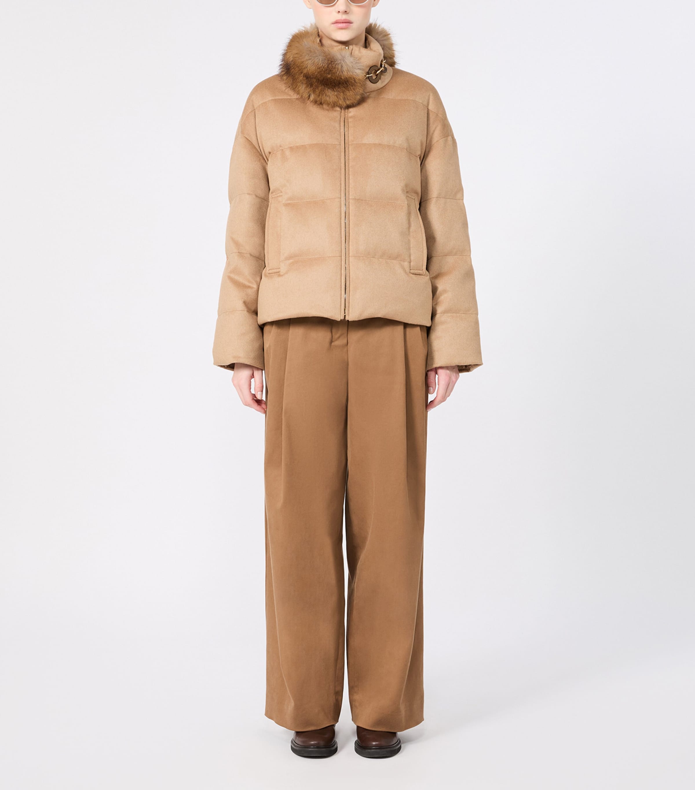 Max Mara Camel Wool Down-filled Jacket In Beige