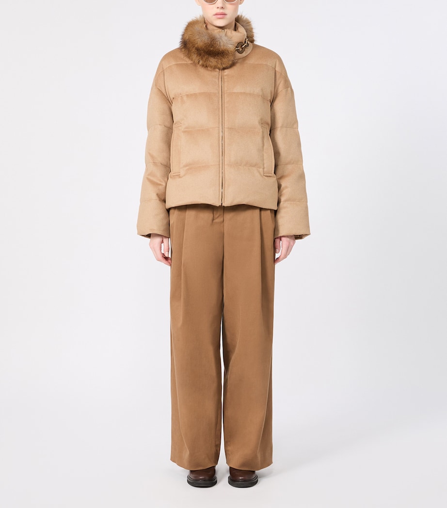 Max Mara Womens Camel Wool Down-Filled Jacket Beige Image 2
