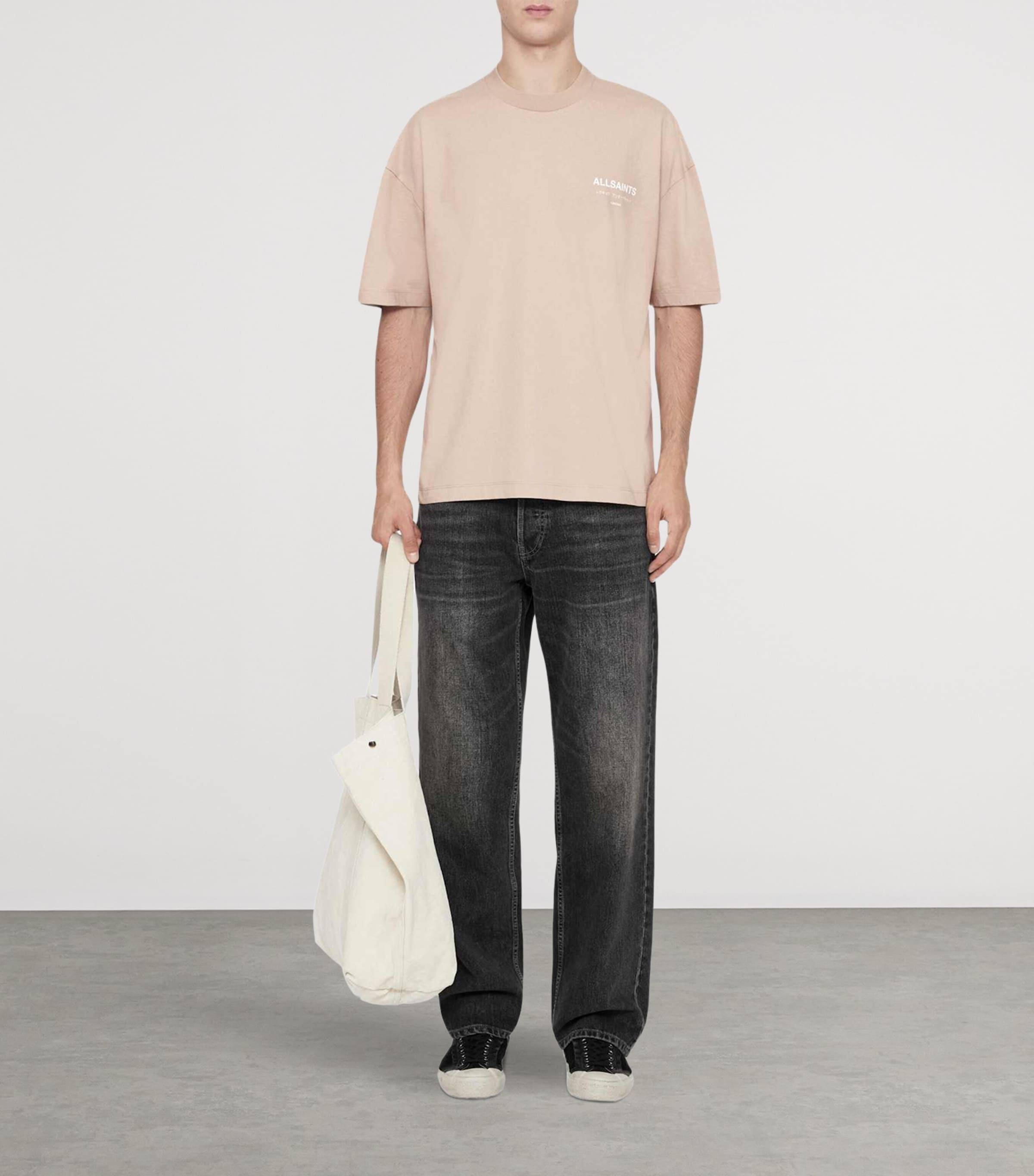 AllSaints Mens Underground Print T-Shirt Toasted Pink Image 2
