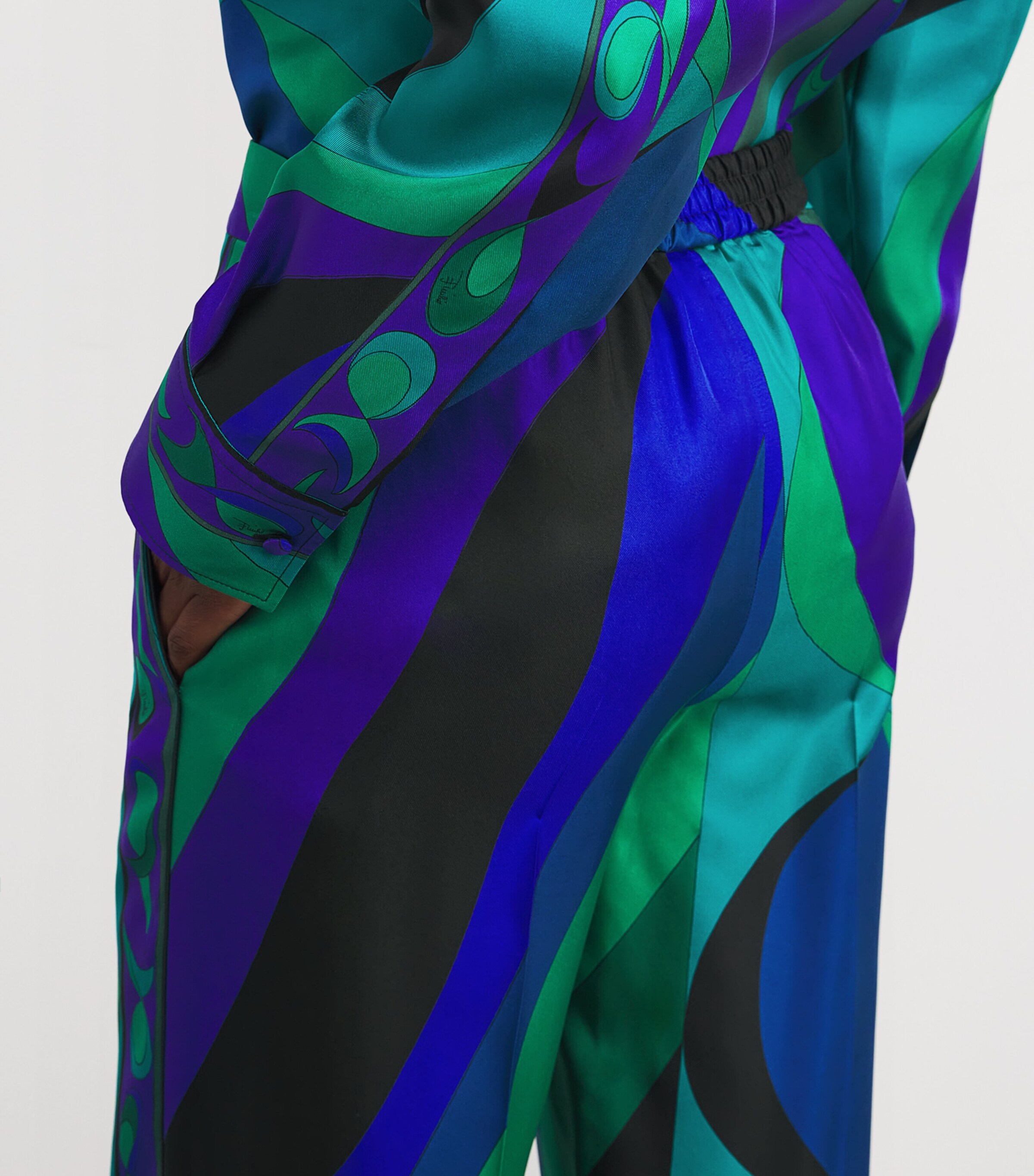 Silk Straight Trousers 016 SMERALDO Image 6