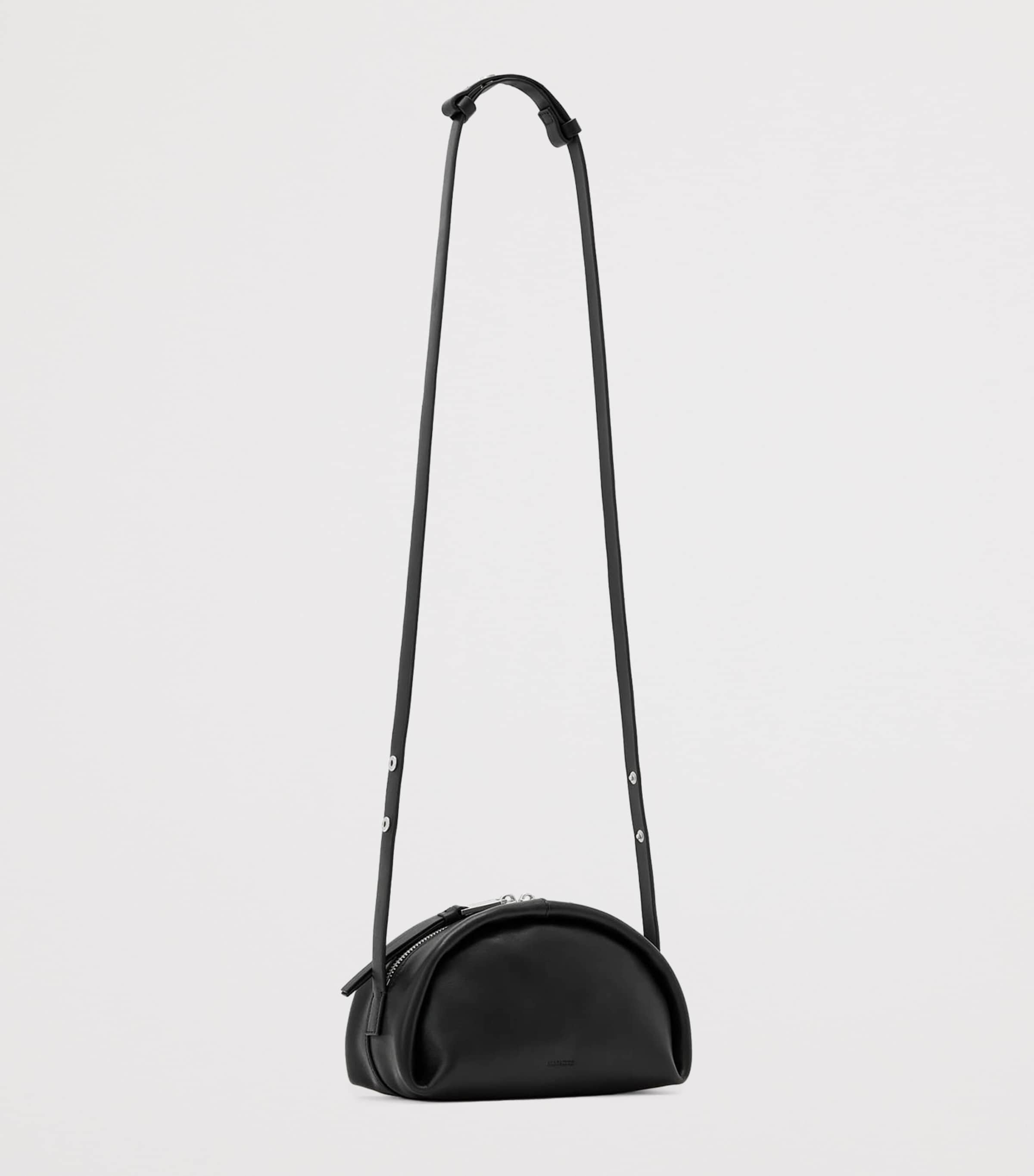 AllSaints Leather Rosalie Arc Cross-Body Bag Black/silver Image 3