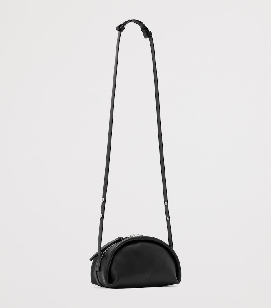 AllSaints Leather Rosalie Arc Cross-Body Bag Black/silver Image 3