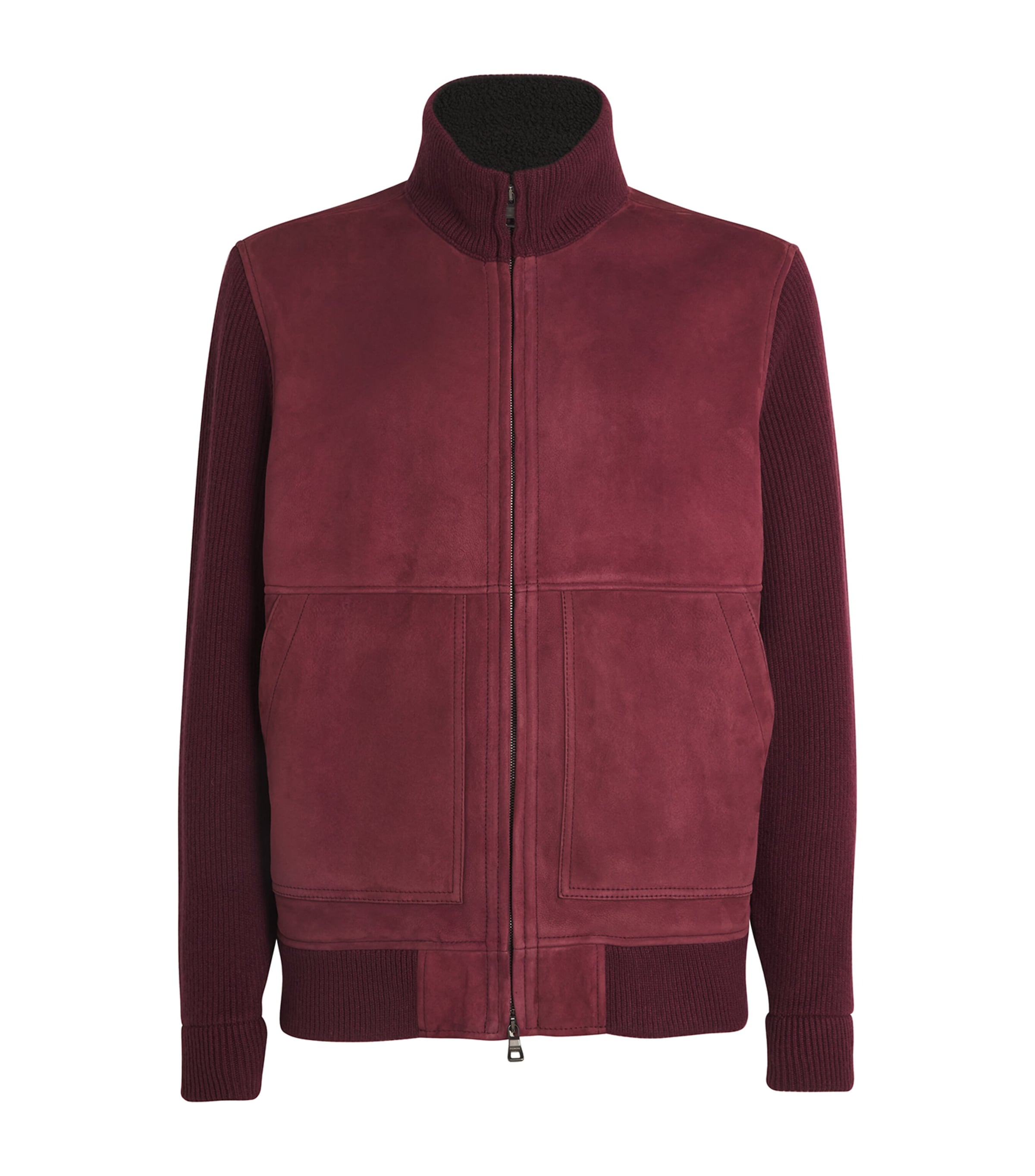 Fioroni Cashmere Cashmere Shearling Hybrid Jacket In Burgundy