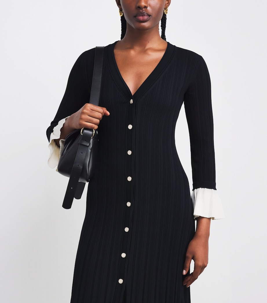 Knit Two-Tone Midi Dress NAVY BLUE Image 4