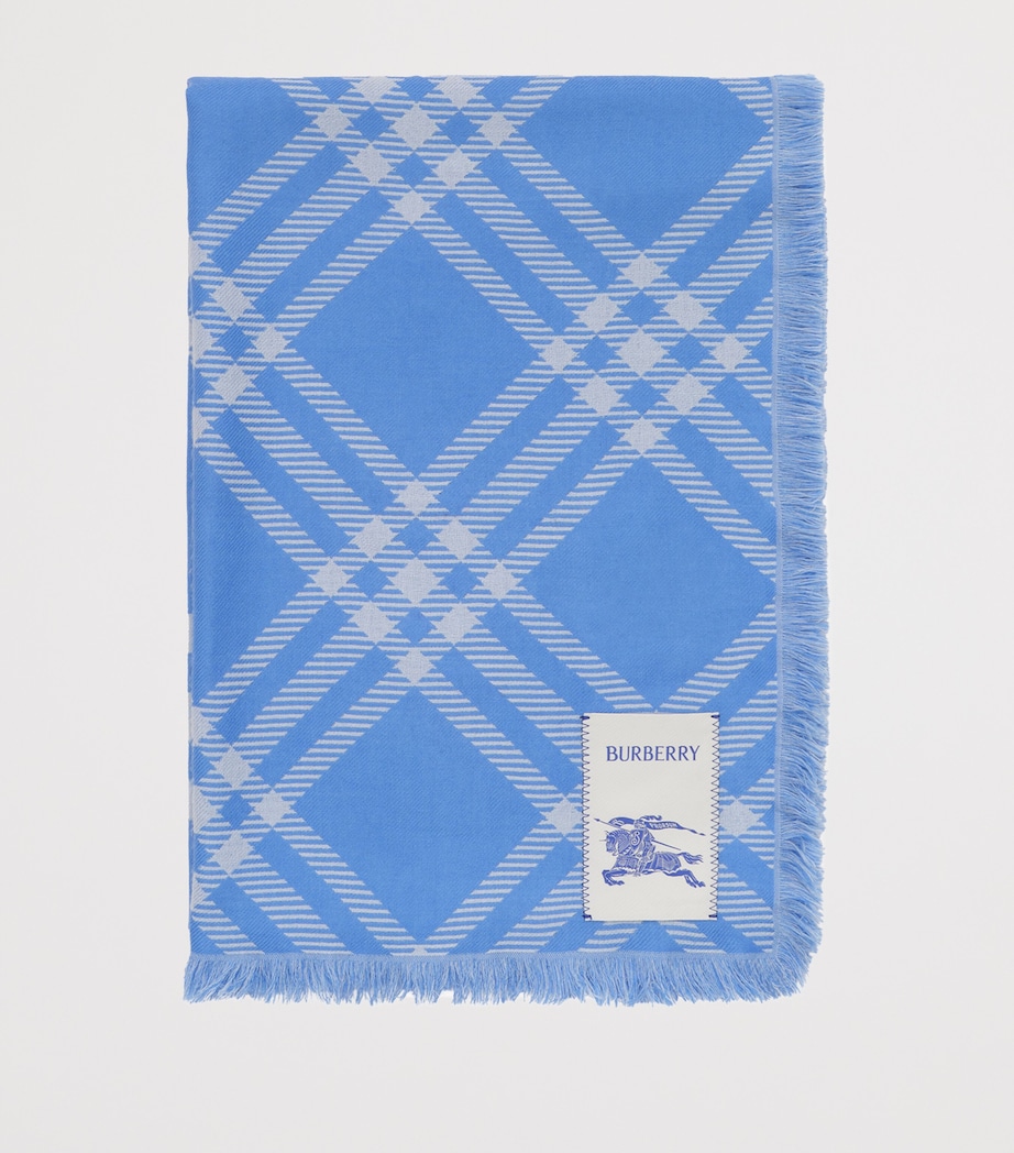 Burberry Wool-Silk Check Scarf Dive Blue Image 2