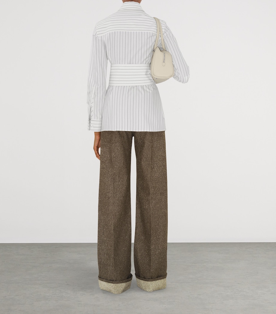 Cotton Stripe Belted Shirt STRING/COAL Image 4