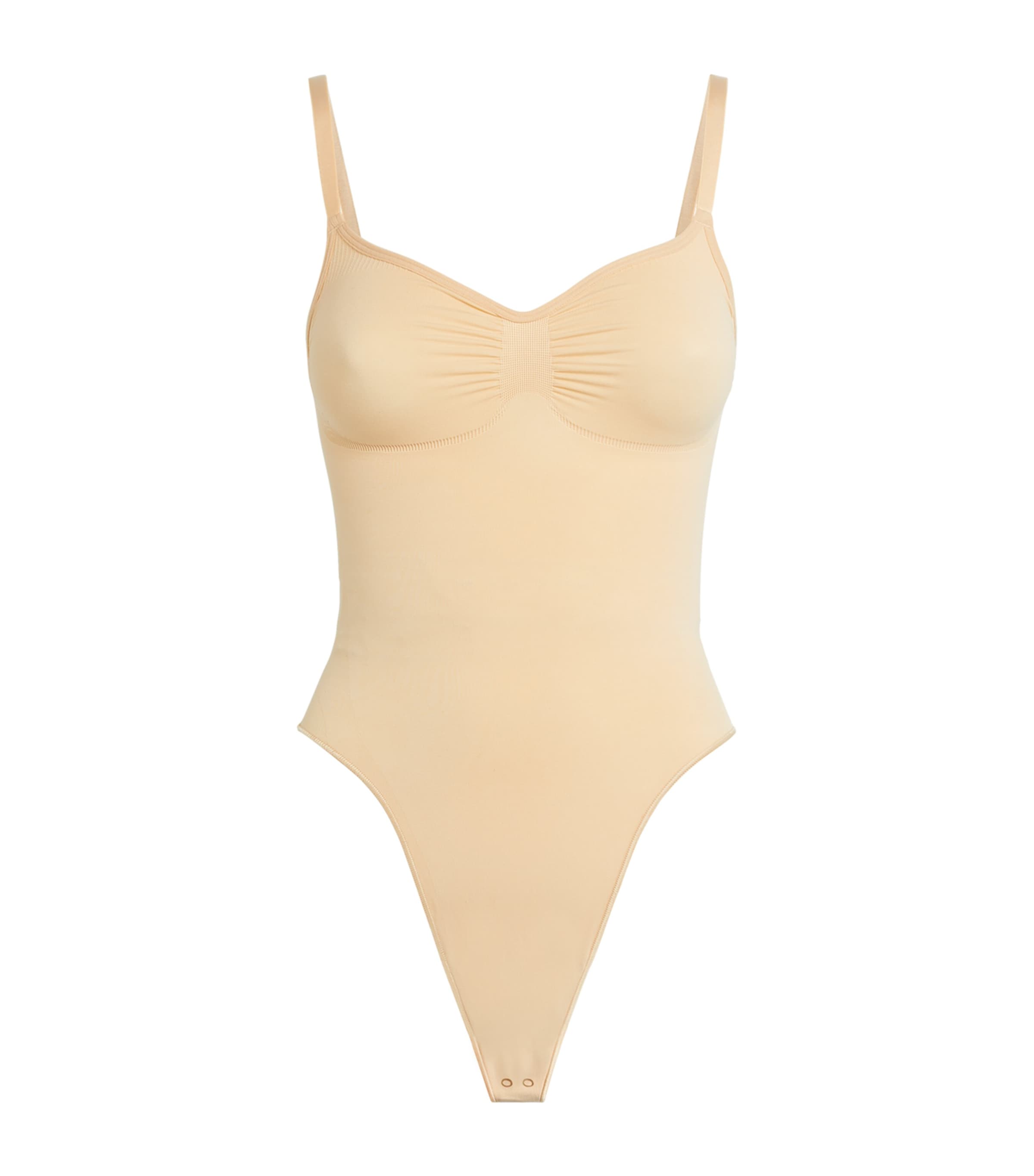 Shop Skims Seamless Sculpt Thong Bodysuit In Beige