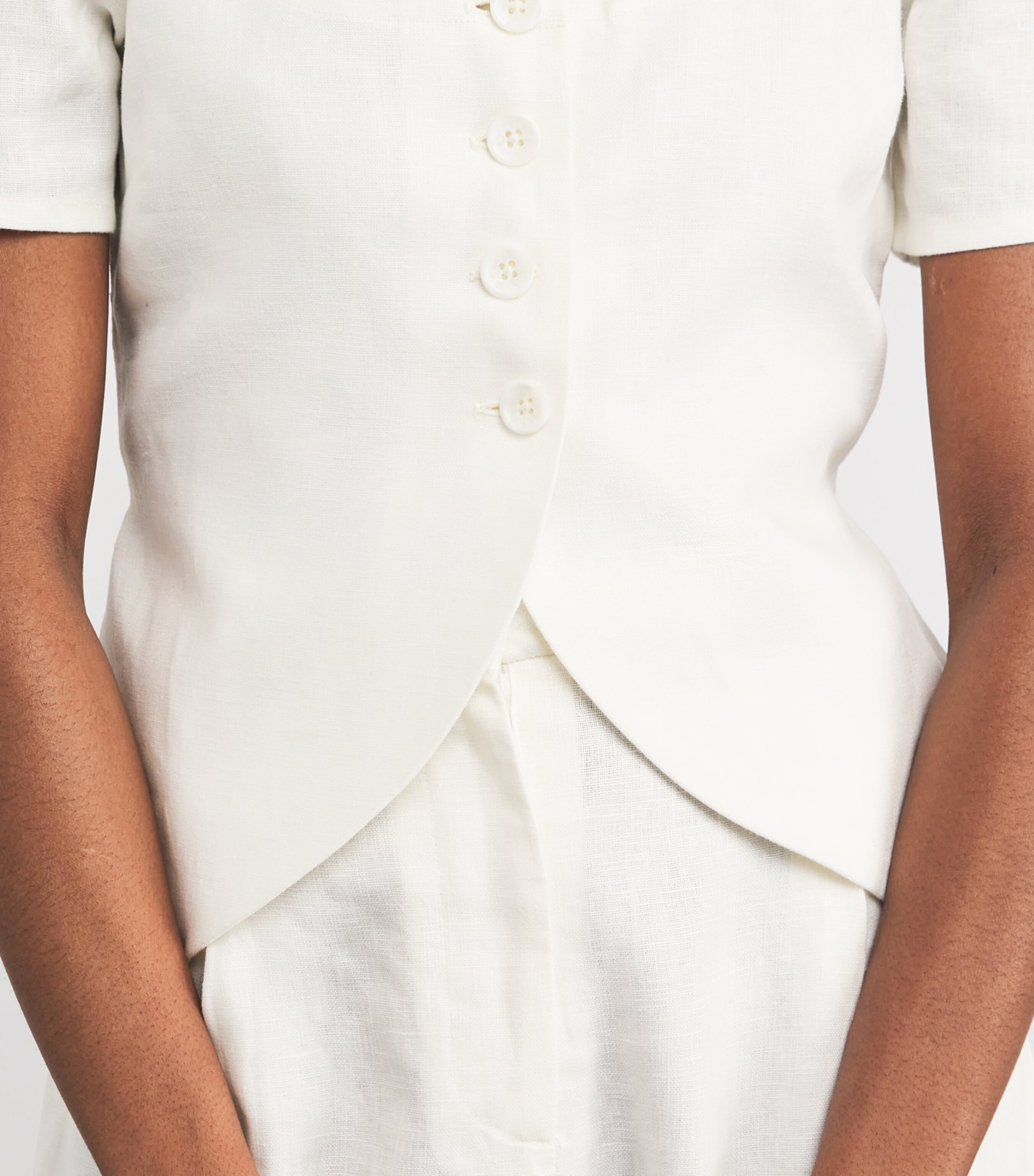 Linen Audrey Crop Top WHITE Image 6