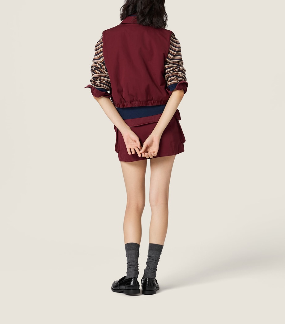 Miu Miu Womens WASHED POPLIN VEST. Burgundy Image 3