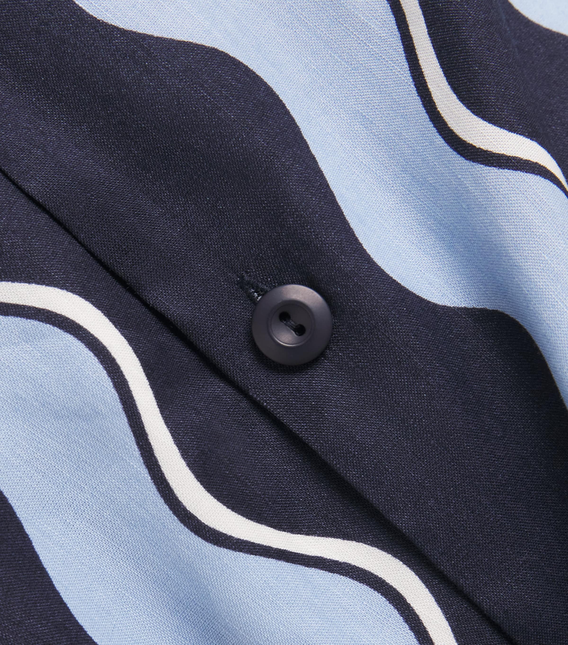 Sandro Paris Mens Linen-Blend Waves Print Shirt Navy Blue Image 6