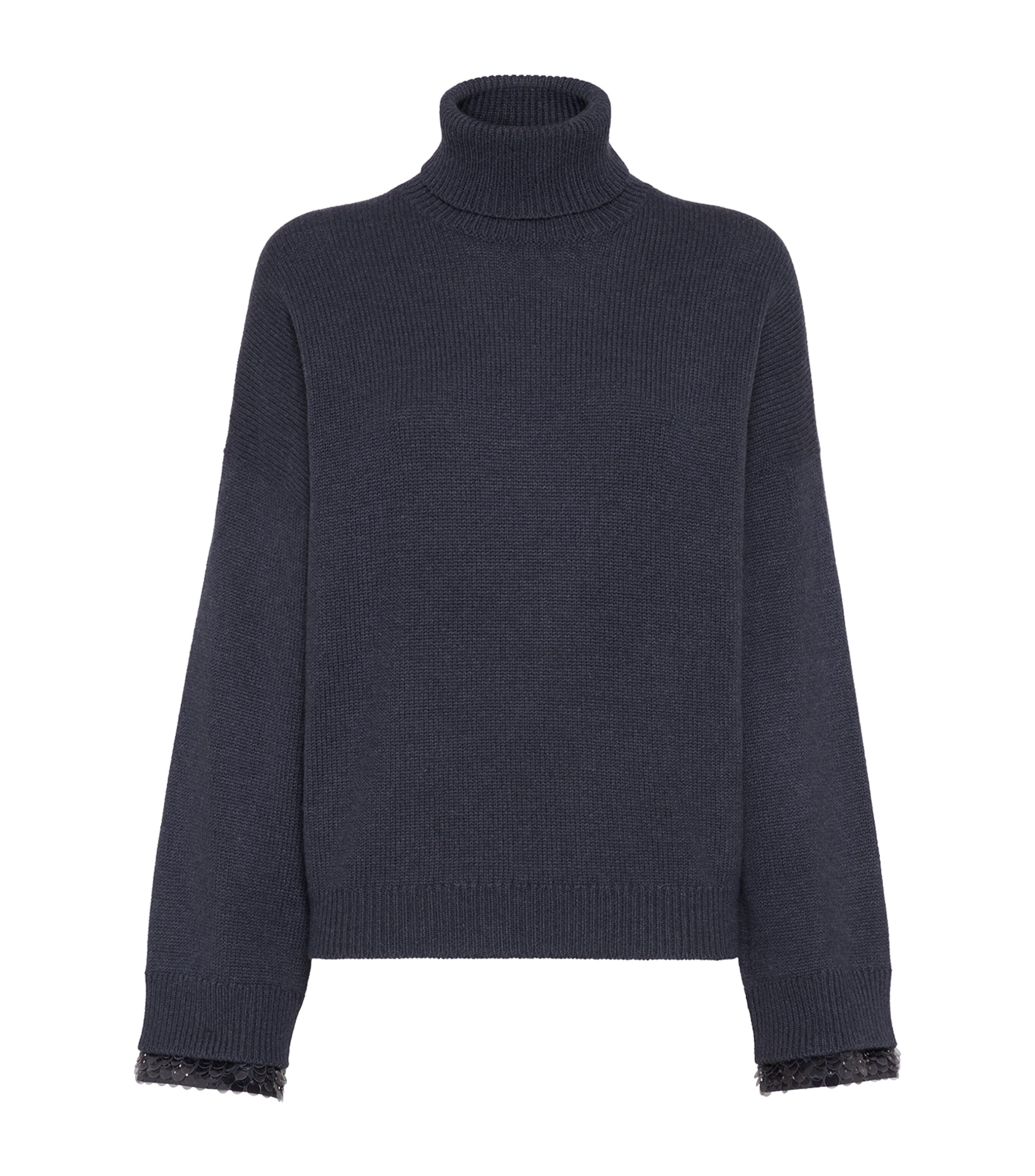 Brunello Cucinelli Sequin-detail Rollneck Sweater In Blue