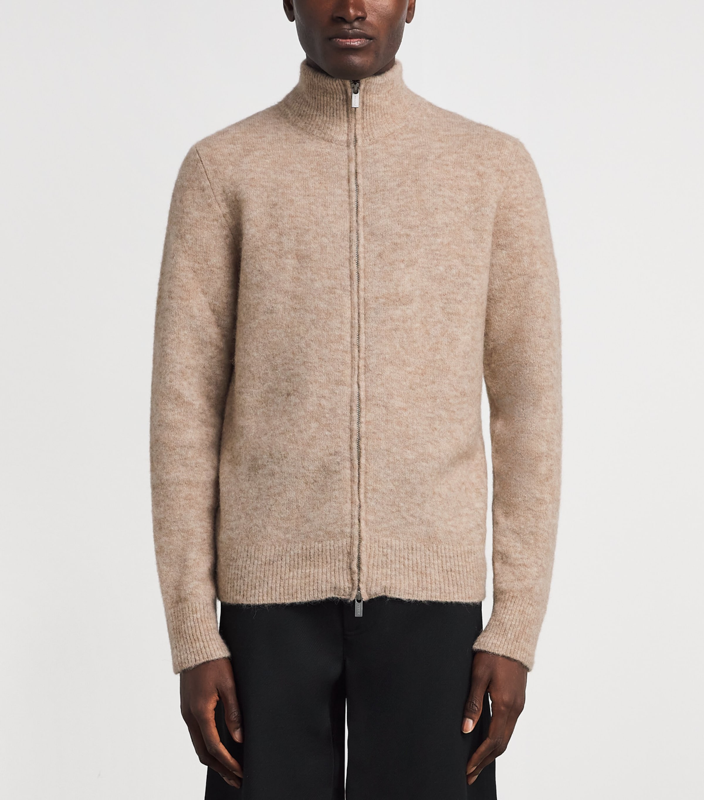 Barena Mens Alpaca-Blend Zip-Up Cardigan Ecru Image 4