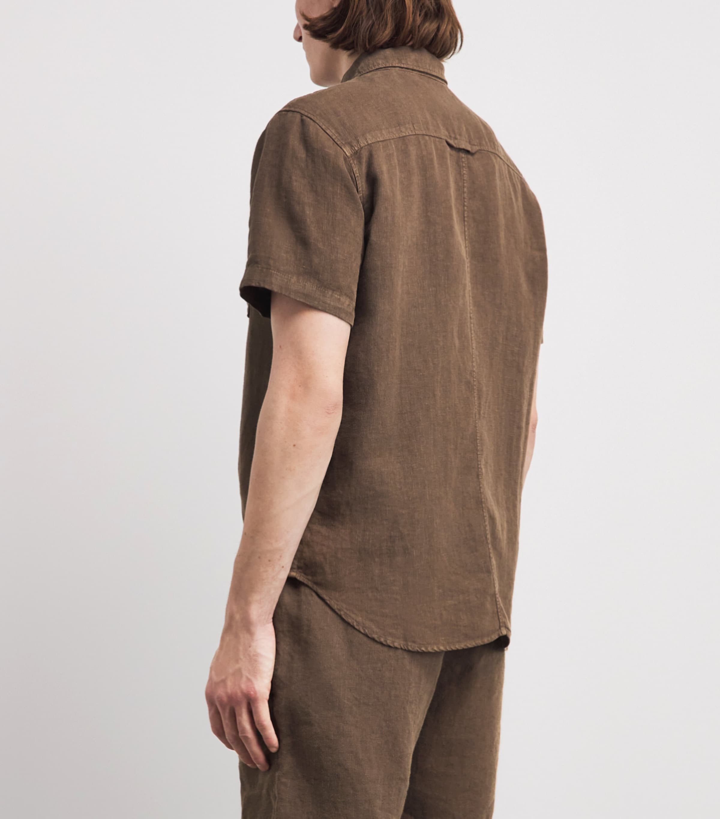 Citizens of Humanity Mens Linen Short-Sleeve Cairo Shirt Kelp Image 5