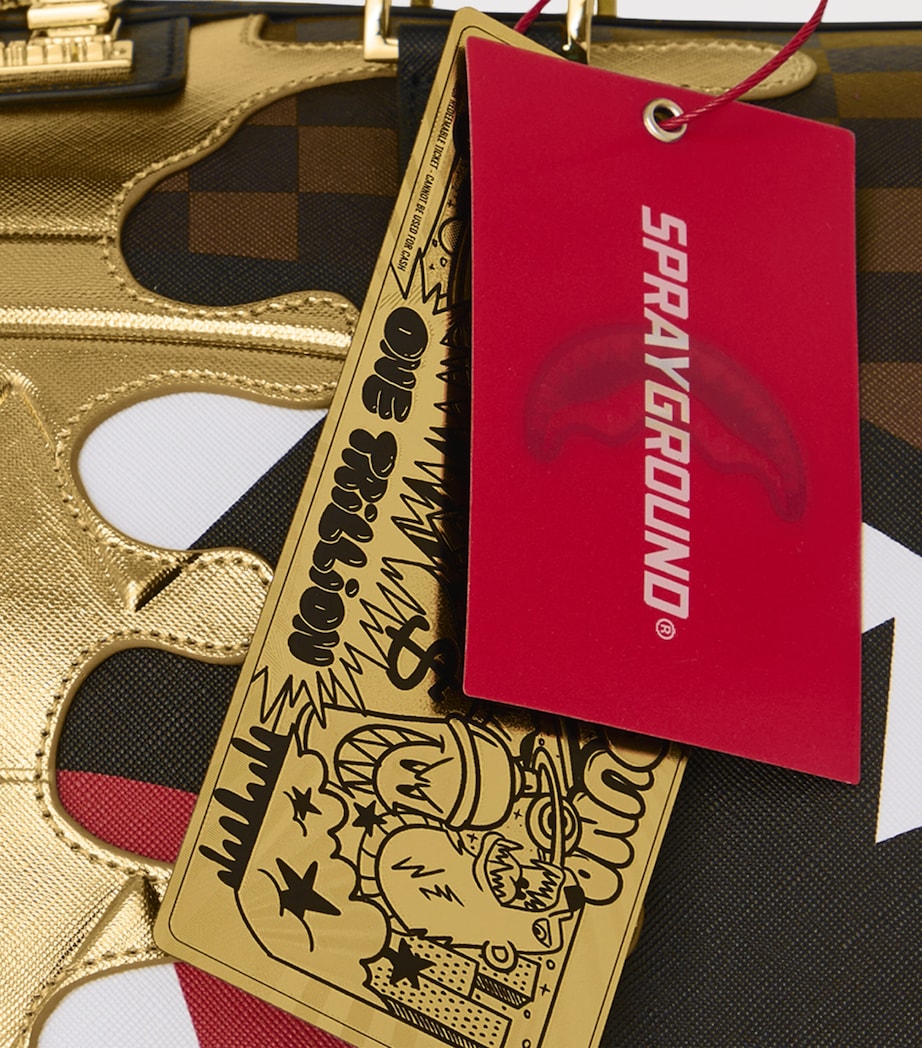 Sprayground Sharks In Paris Gold Drip Holdall Gold Image 9