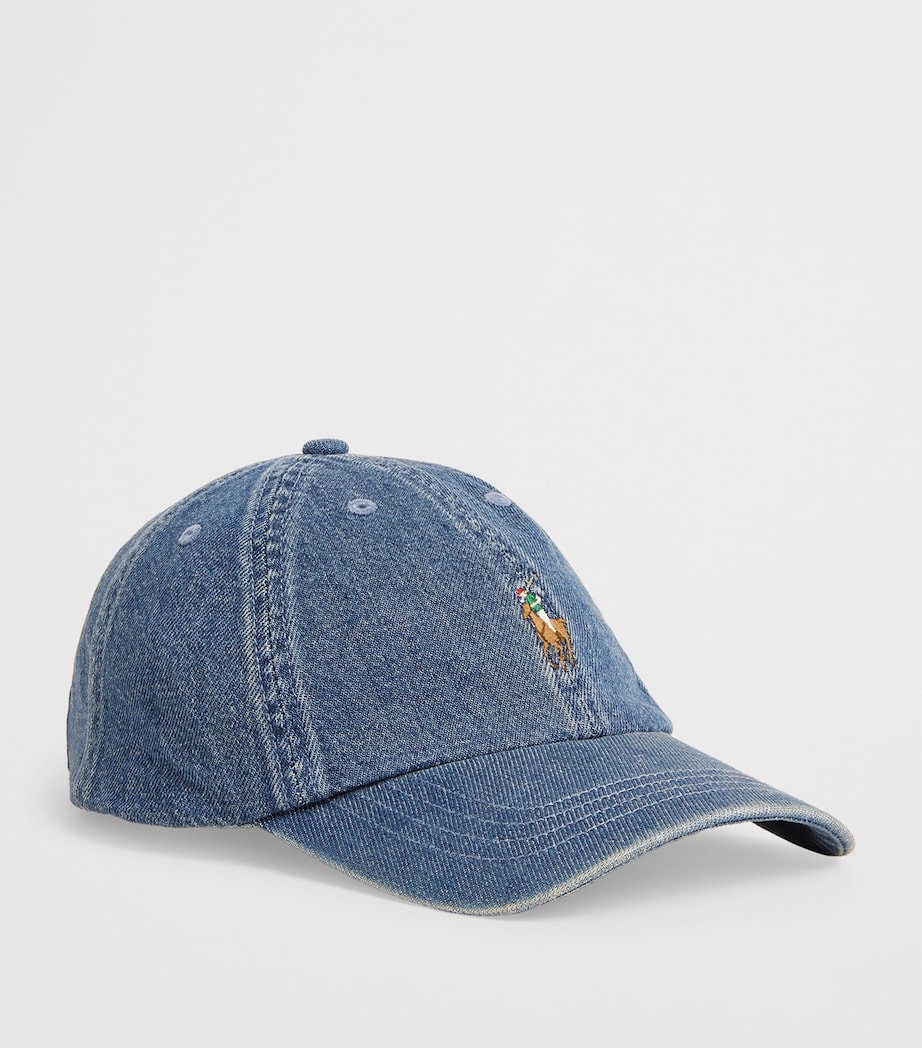 Denim Polo Pony Baseball Cap BLUE Image 2