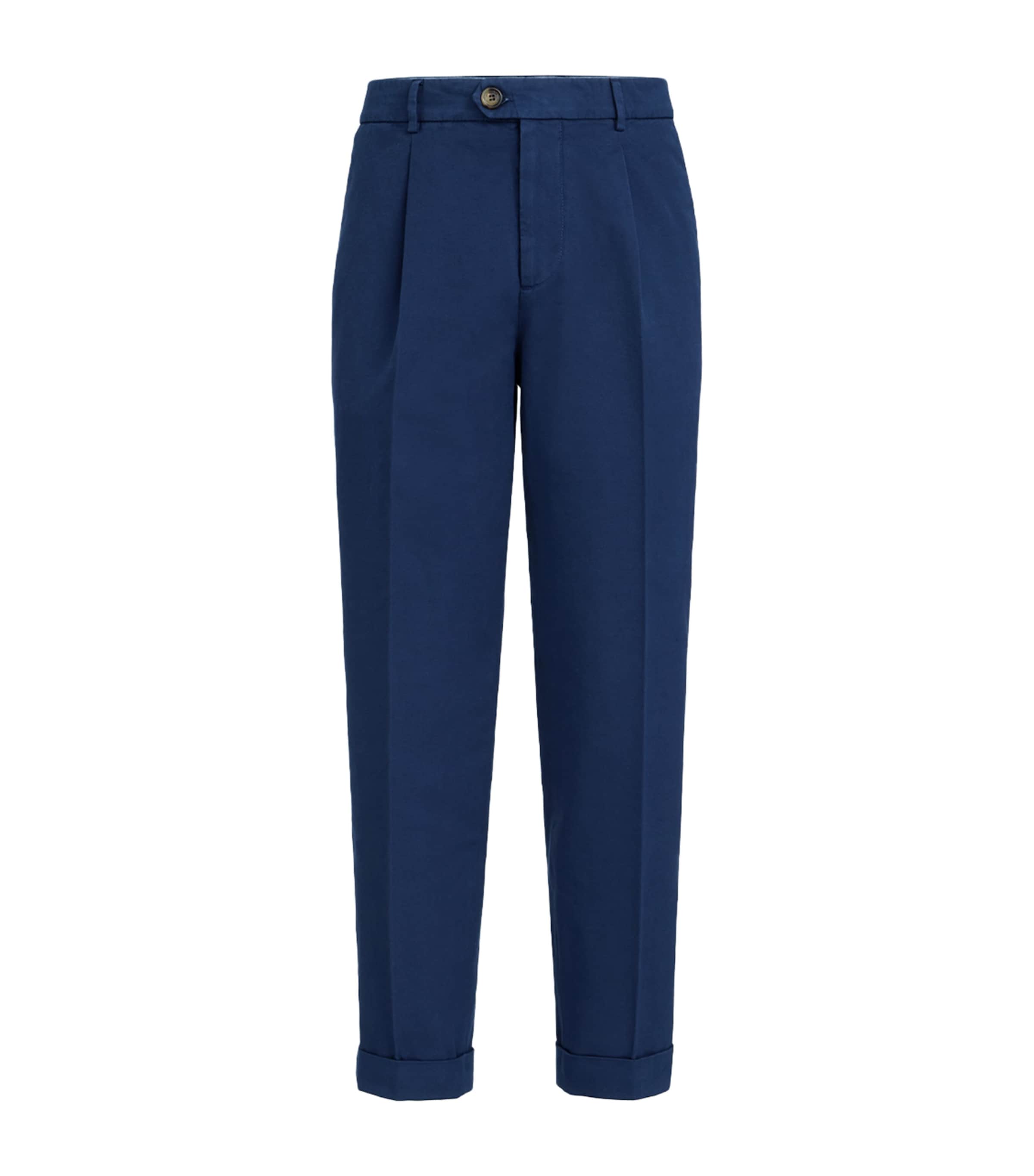 Brunello Cucinelli Mens Cotton Pleated Trousers Image 1