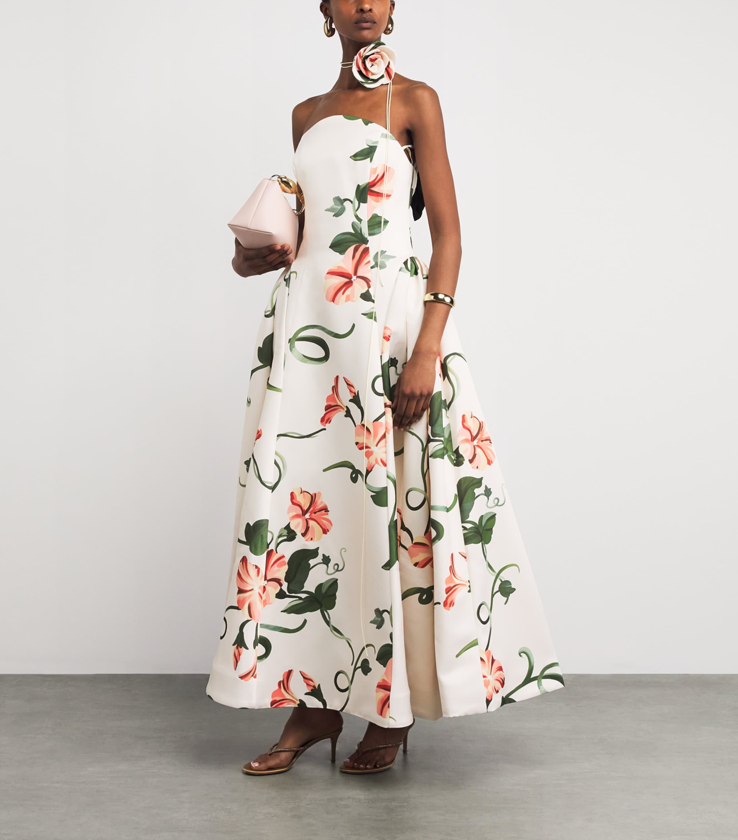 LEO LIN Womens Bustier Violet Maxi Dress Vine Print In Snow Image 2