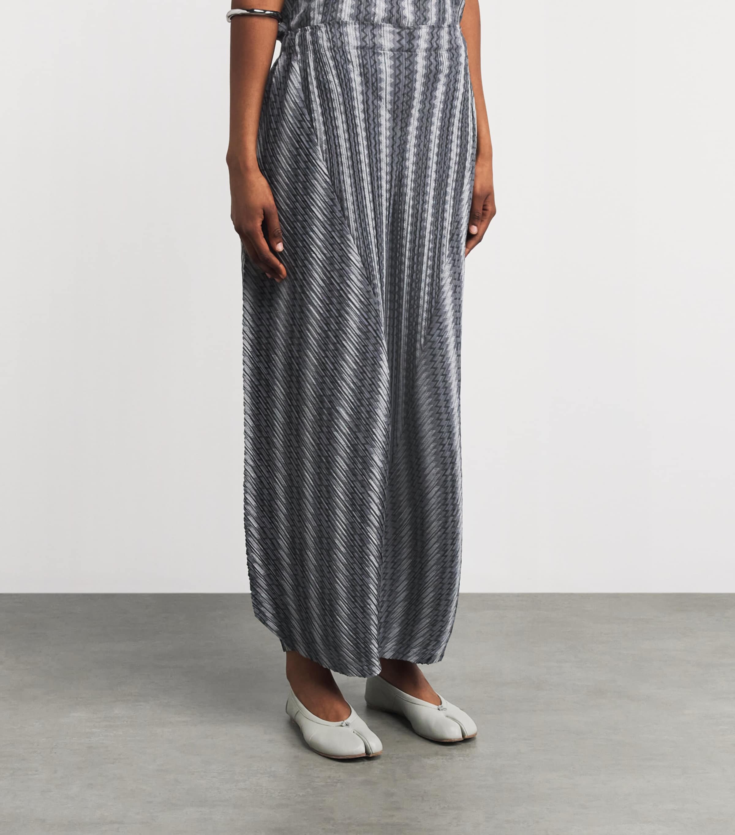 Pleats Please Issey Miyake Womens Cotton-Blend Zigzag Trousers Grey Image 4