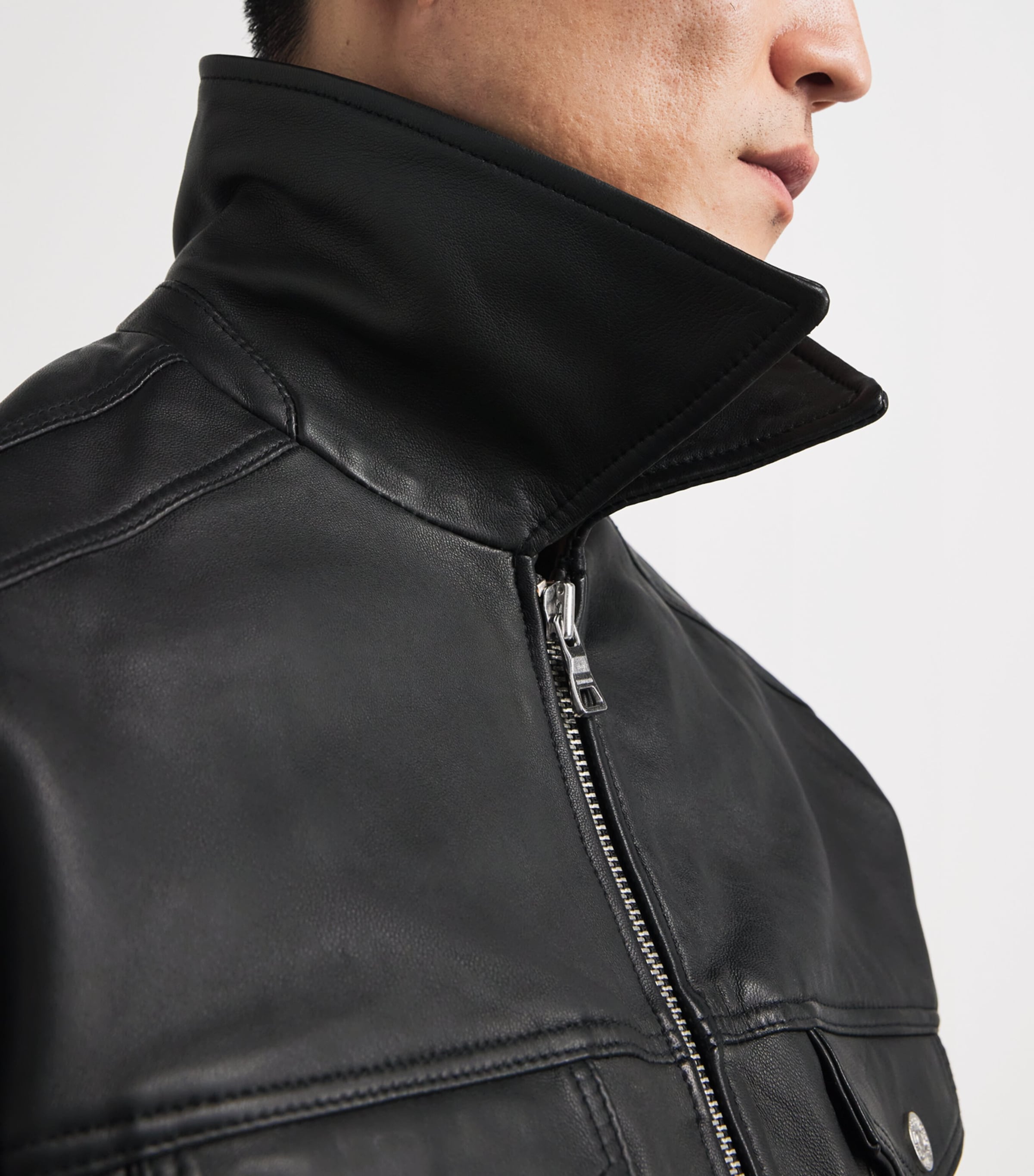 Mike Leather Jacket BLACK Image 3