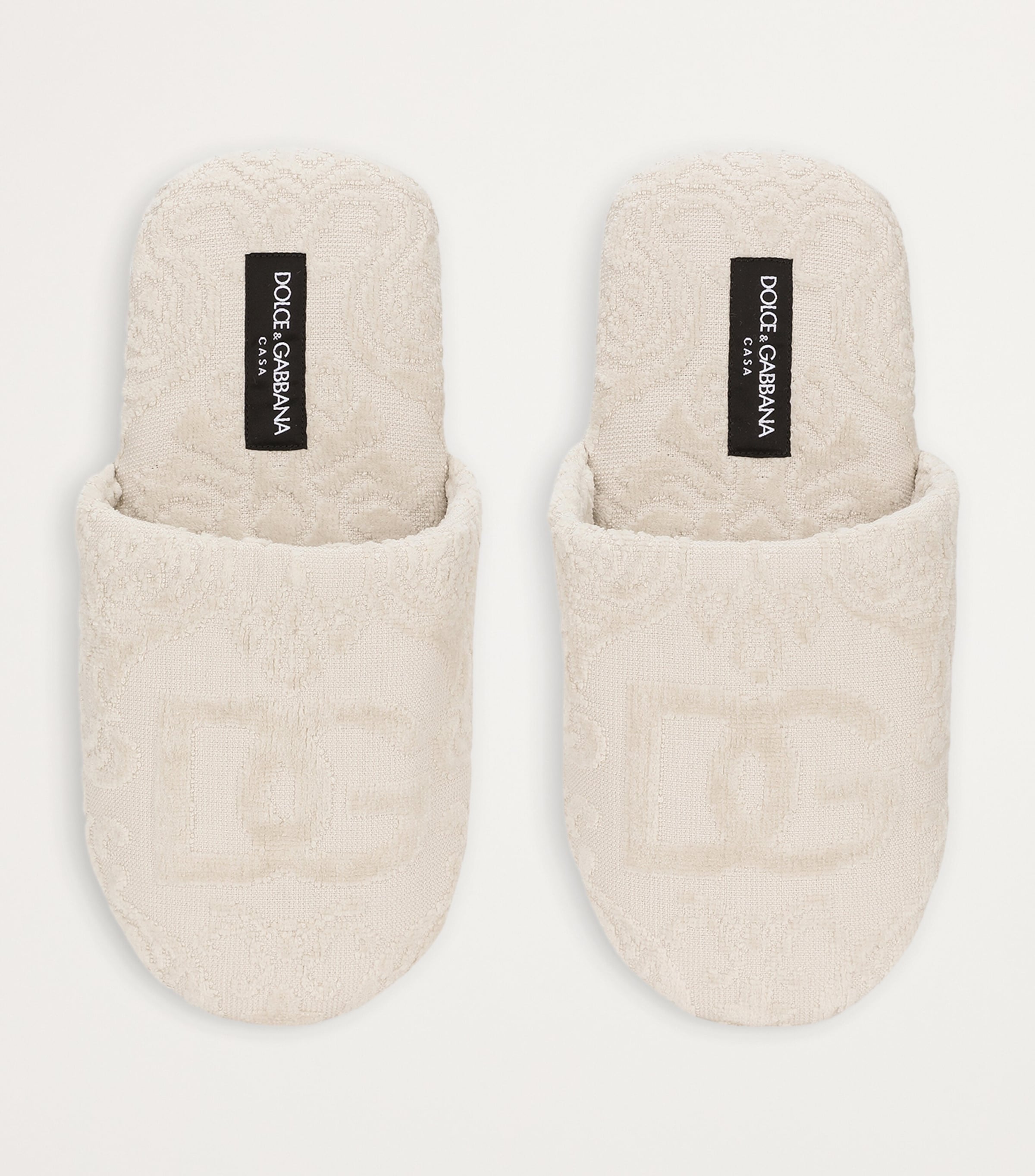Dolce&Gabbana Casa Terry Cotton DG Slippers Beige Image 3