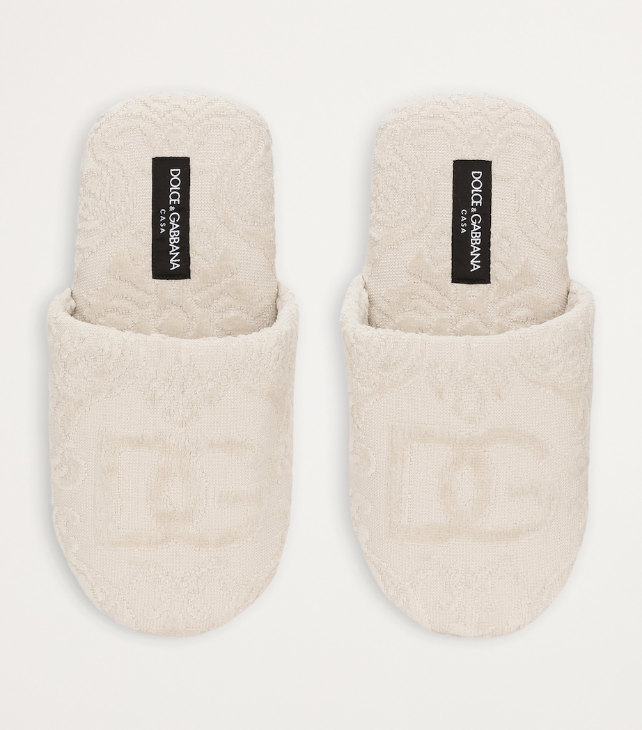Dolce&Gabbana Casa Terry Cotton DG Slippers Beige Image 3