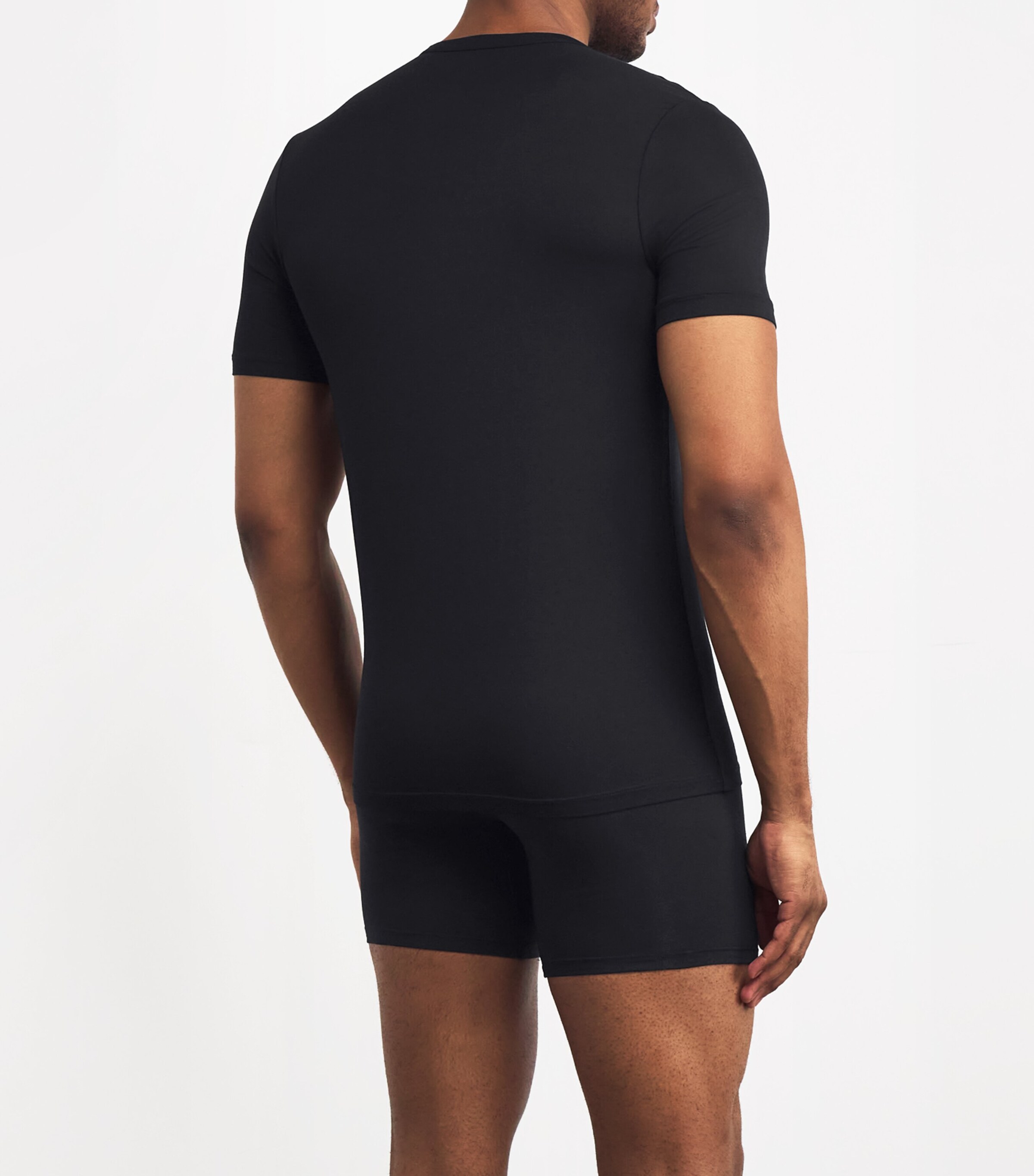 Pack of 3 Stretch-Bamboo Viscose T-Shirts 001-BLACK Image 3