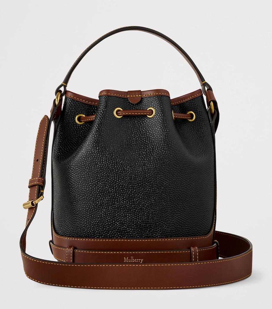 Mulberry Small Leather-Trim Bucket Bag Black Cognac Image 3
