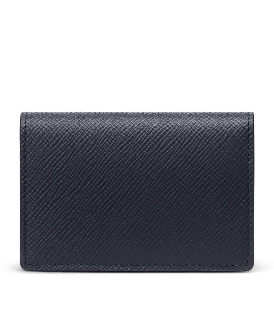 Leather Panama Folded Card Holder NAVY Image 1