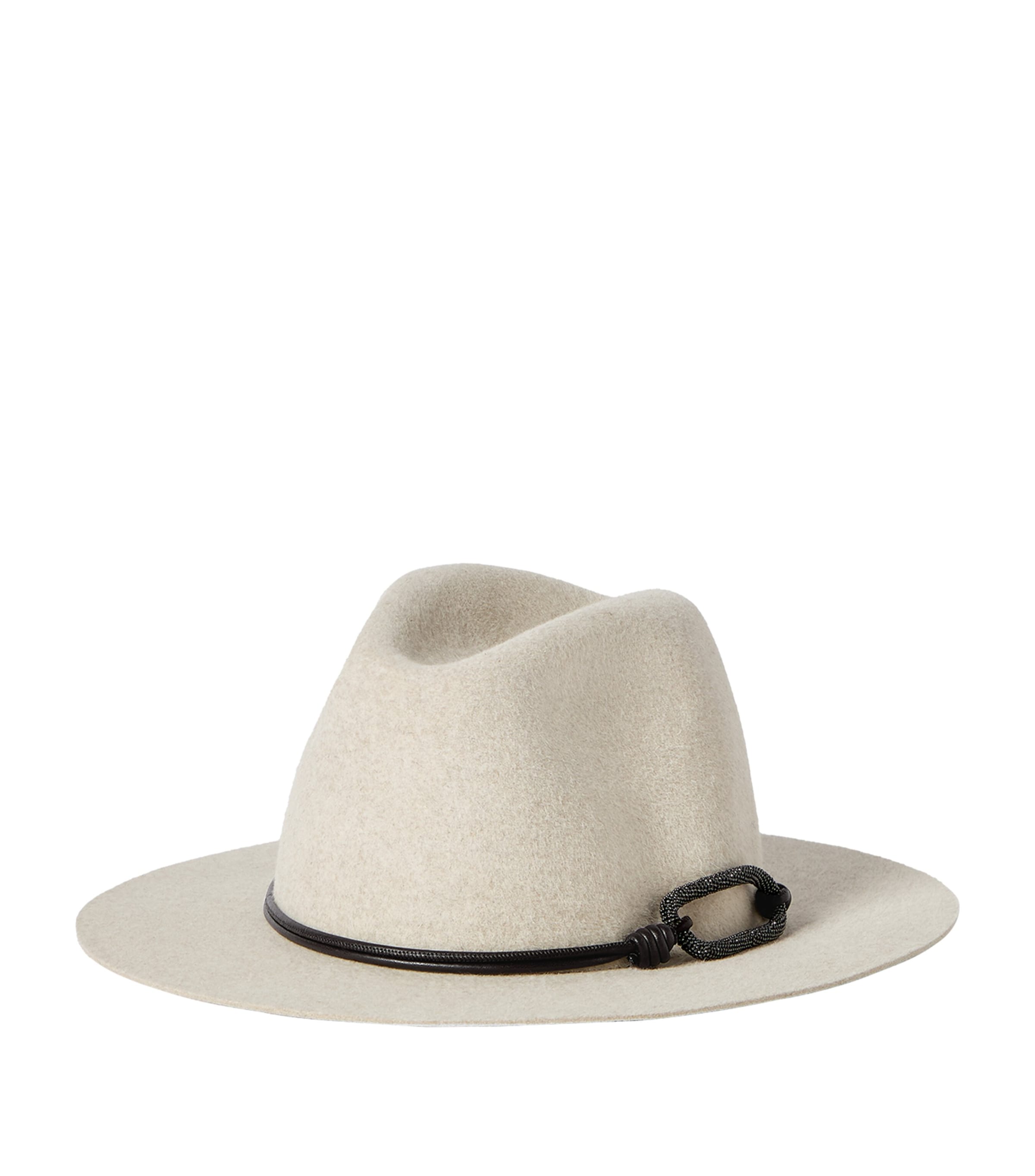 Brunello Cucinelli Felt Monili Fedora Hat Pearl Grey Image 1