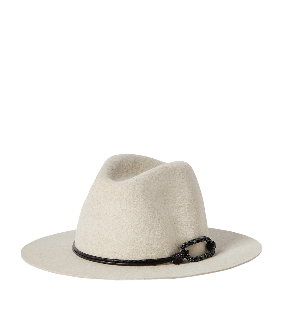 Brunello Cucinelli Felt Monili Fedora Hat Pearl Grey Image 1