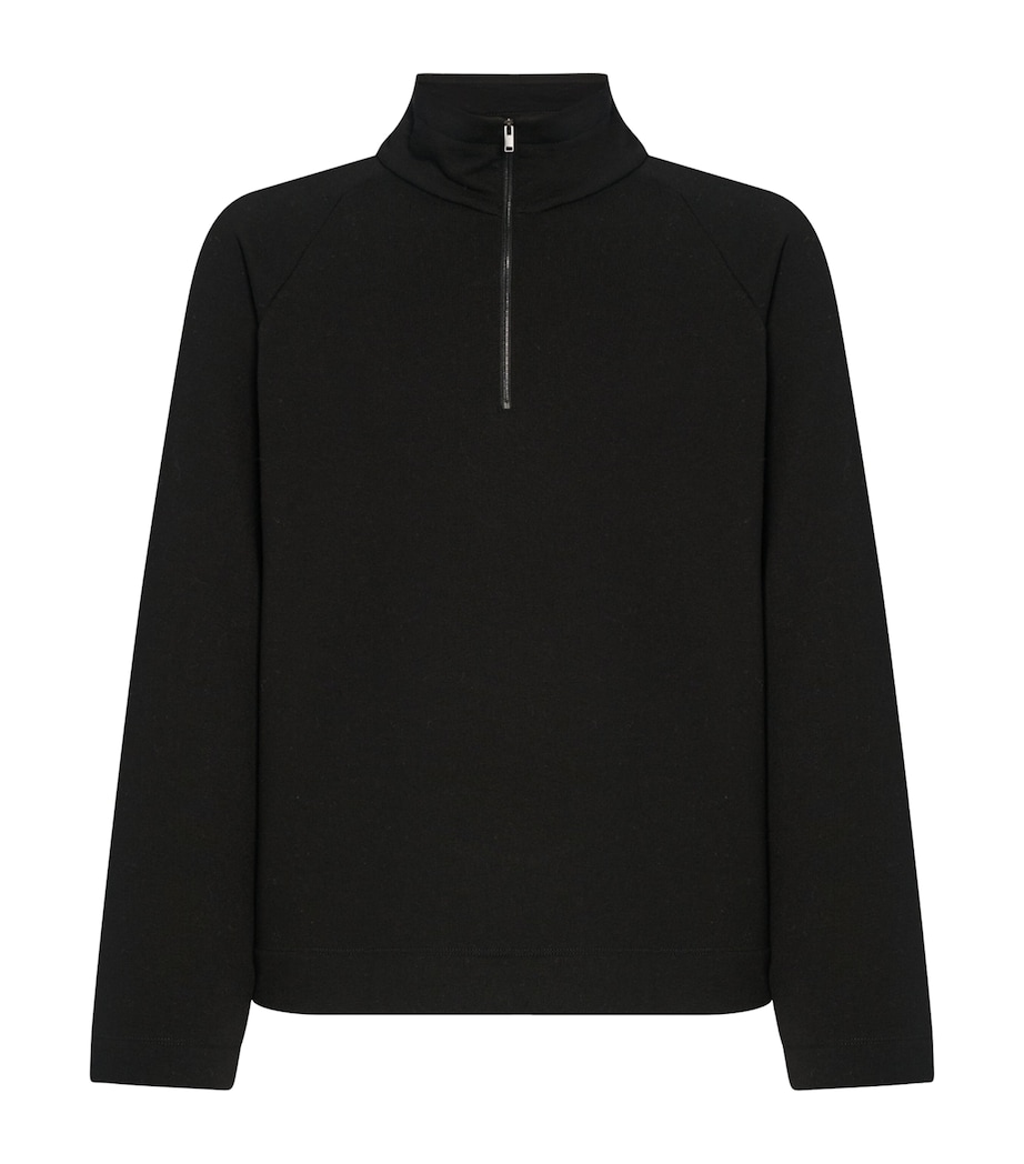Gallagher Cotton-Cashmere Quarter-Zip Sweatshirt BLACK Image 1