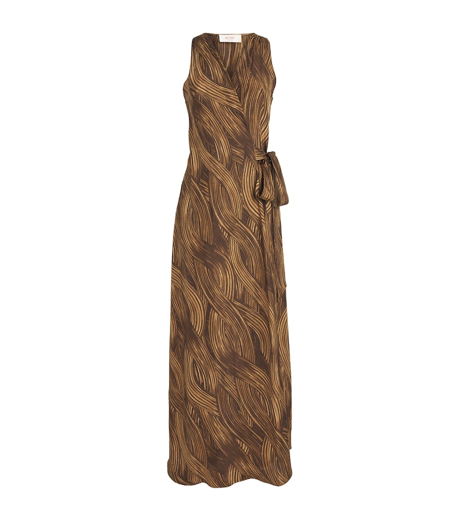 RETORI Womens Silk Grass Waves Maxi Dress Camel Image 1