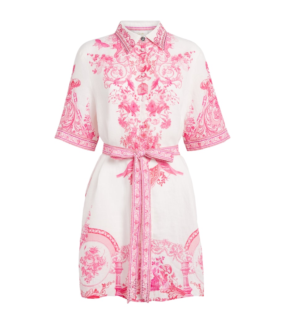 Camilla Womens Linen Printed Shirt Dress Livin La Vida Rosa Image 1