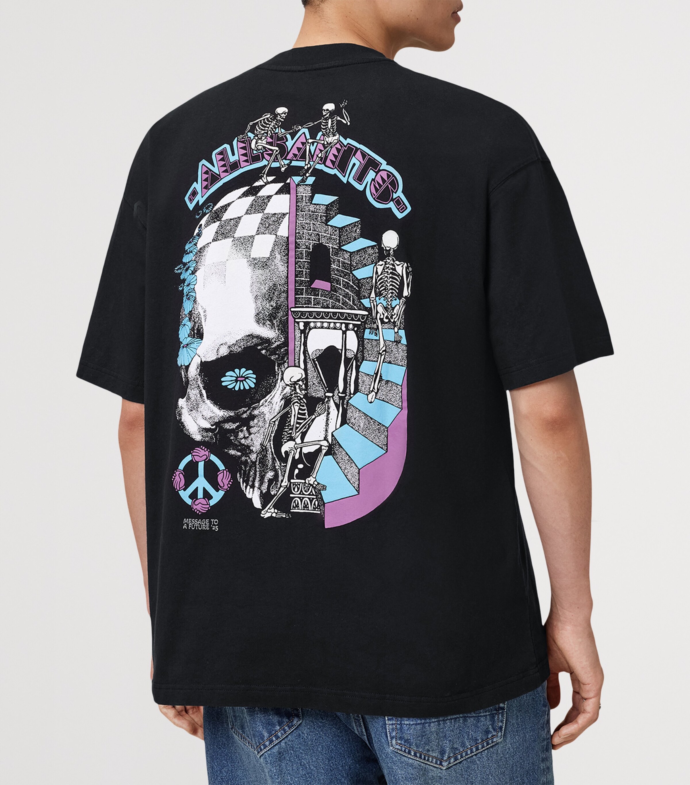 AllSaints Mens Organic Cotton Reincarnate T-Shirt Washed Black Image 3