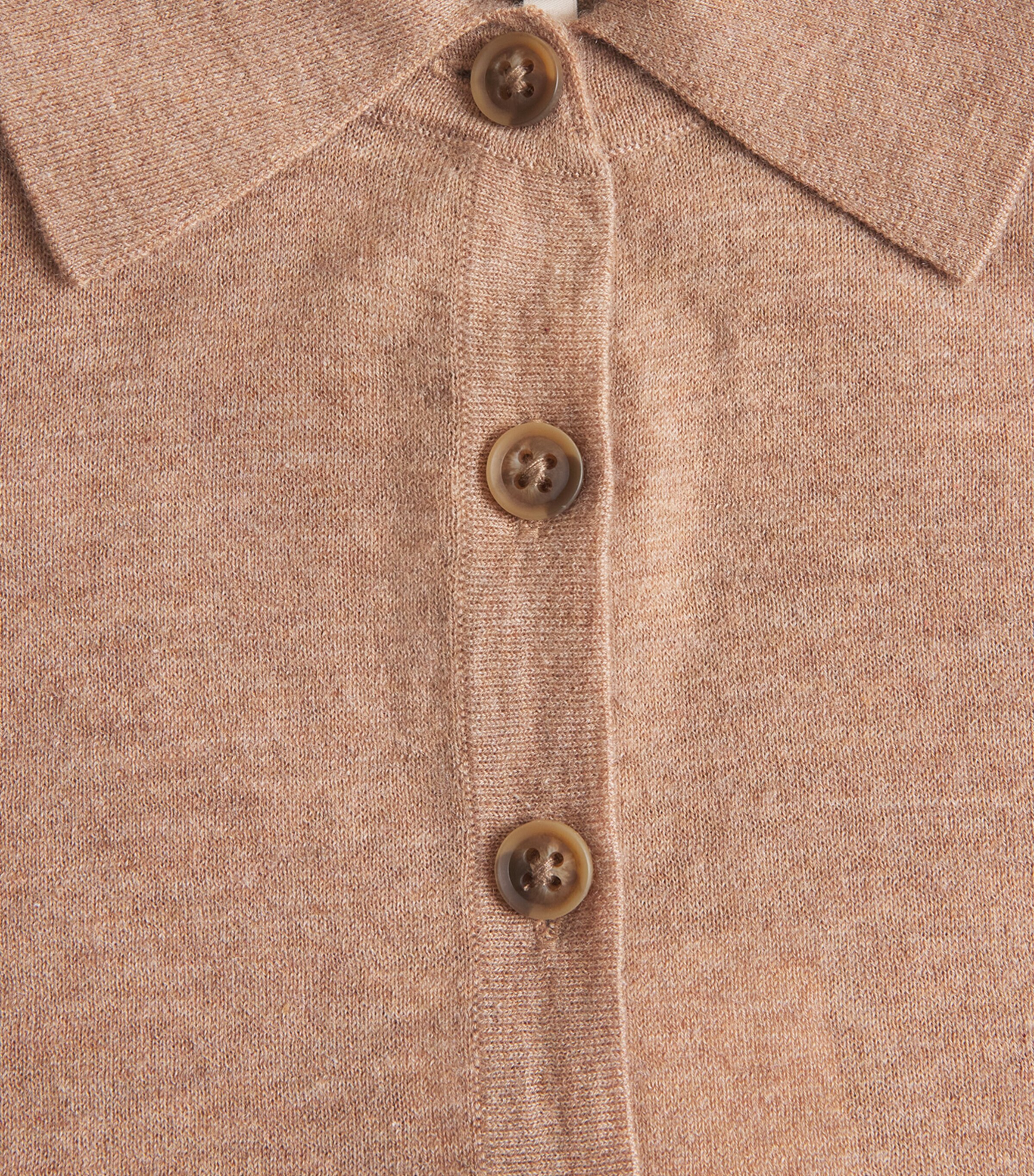 ME+EM Womens Cashmere Knit Short-Sleeve Shirt Camel Melange Image 6
