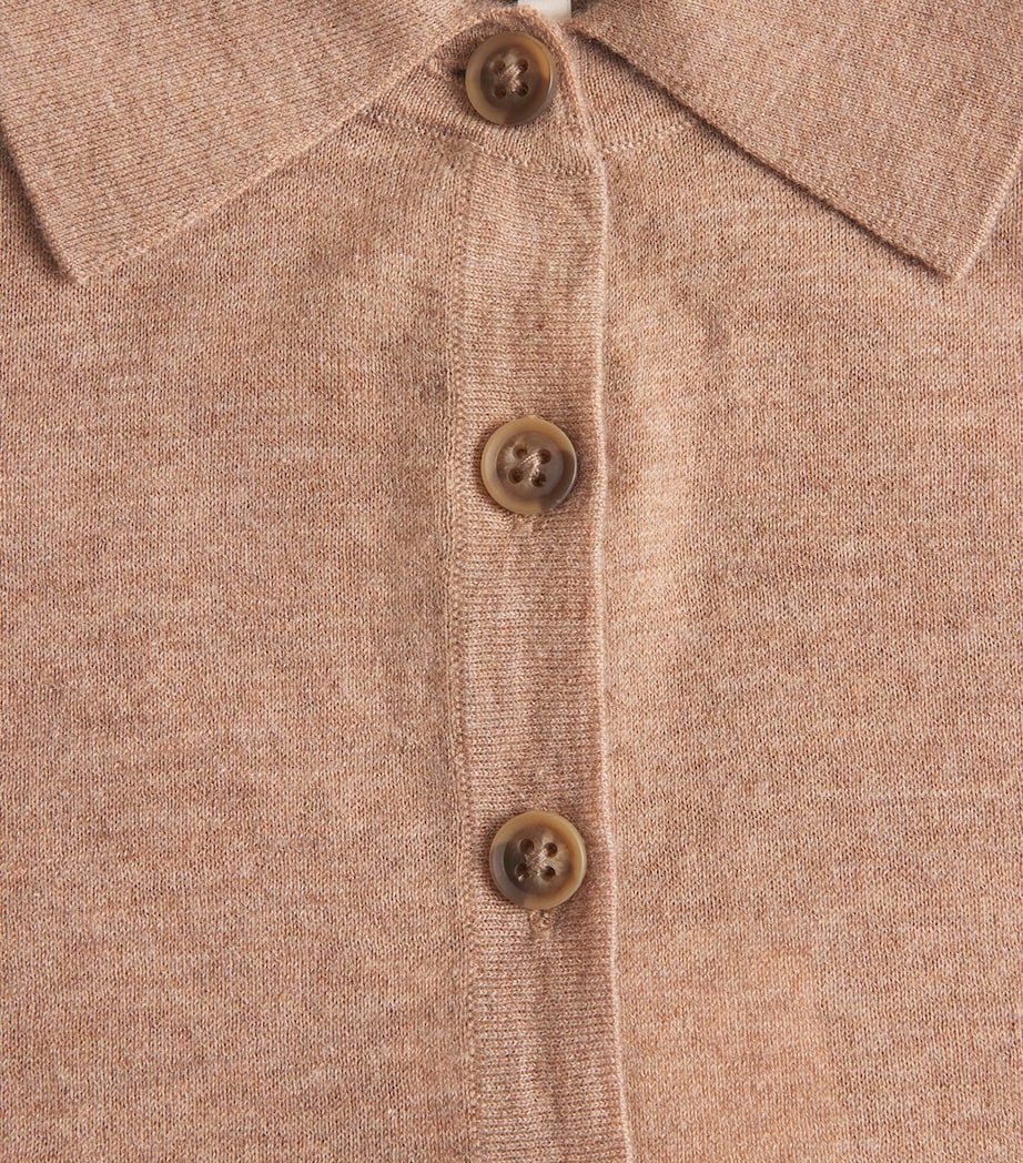 ME+EM Womens Cashmere Knit Short-Sleeve Shirt Camel Melange Image 6