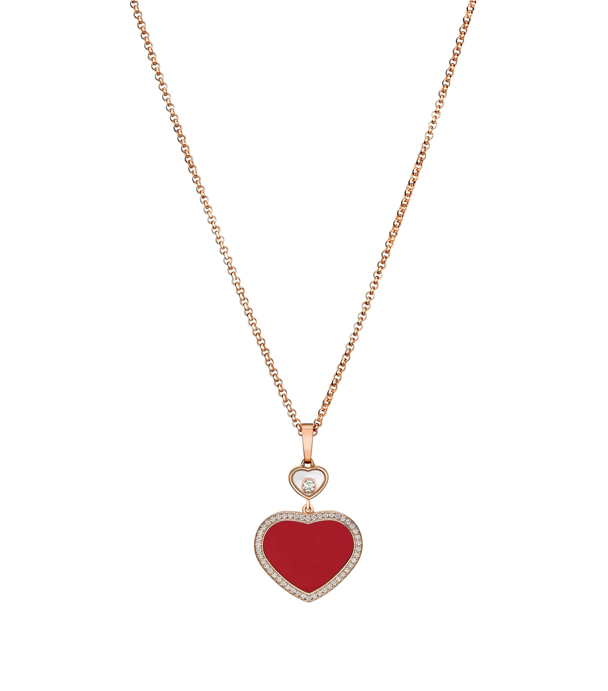Chopard Rose Gold And Diamond Happy Hearts Pendant In Rose Gold